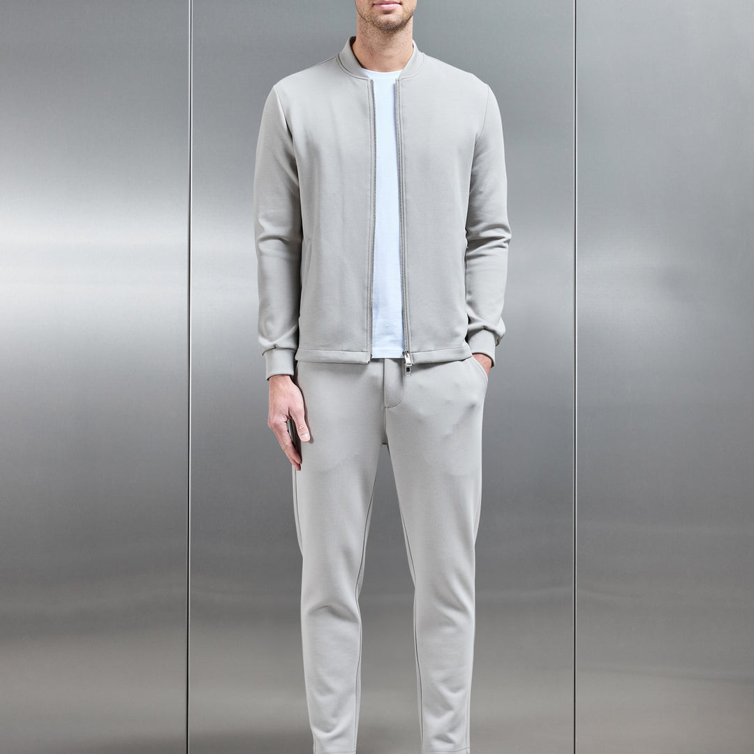 Tailored Interlock Bomber Jacket in Stone