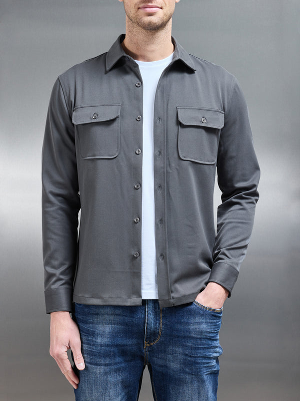 Textured Overshirt in Grey