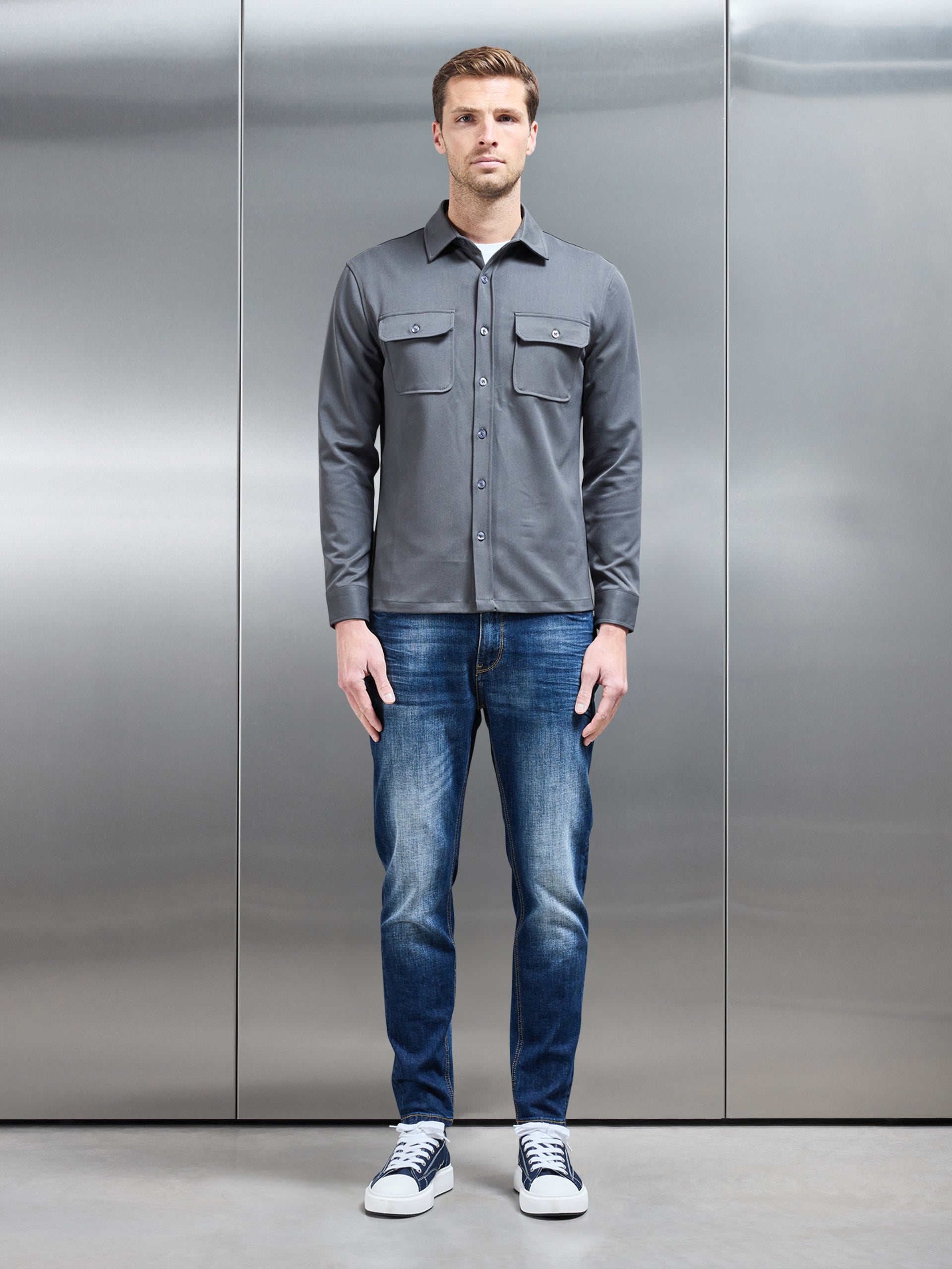 Textured Overshirt in Grey