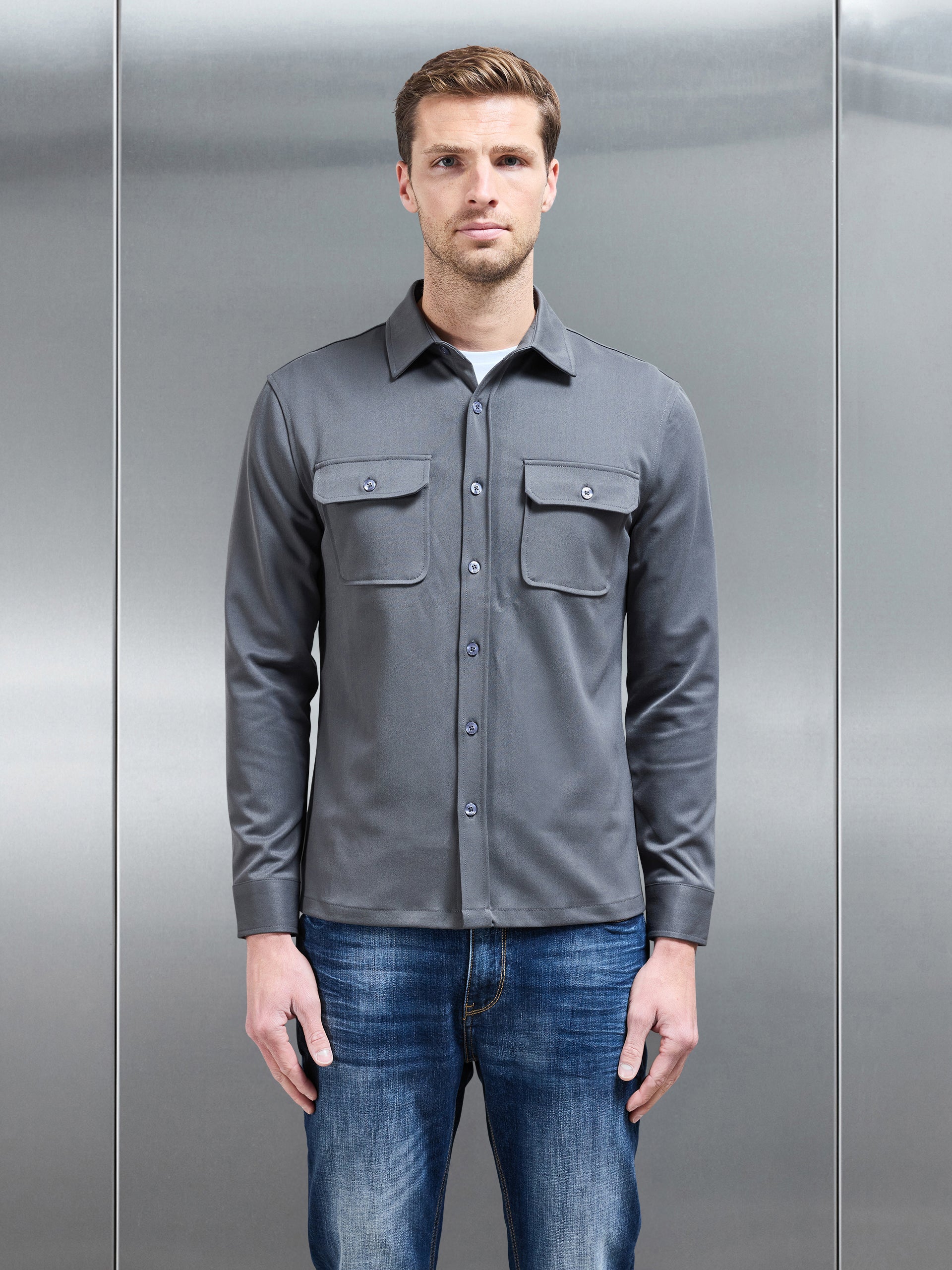 Textured Overshirt in Grey