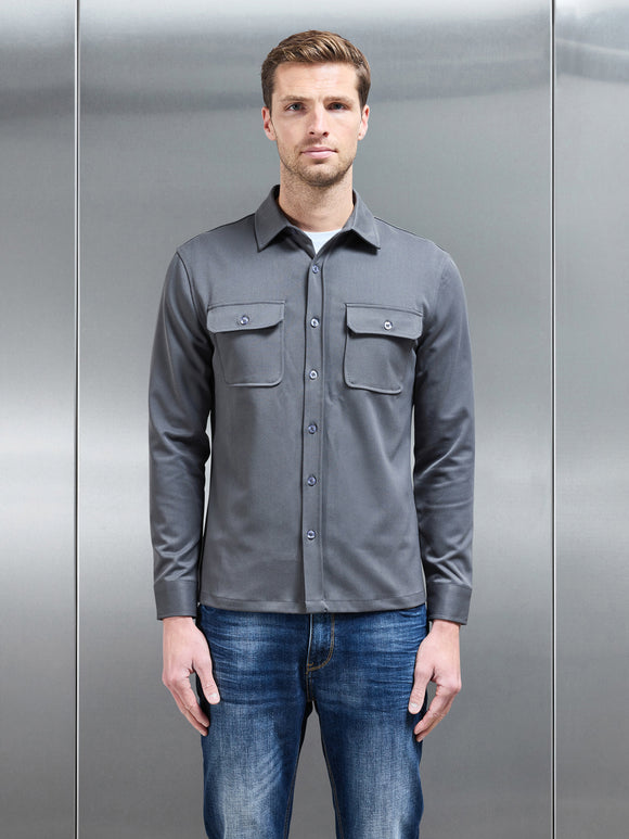 Textured Overshirt in Grey