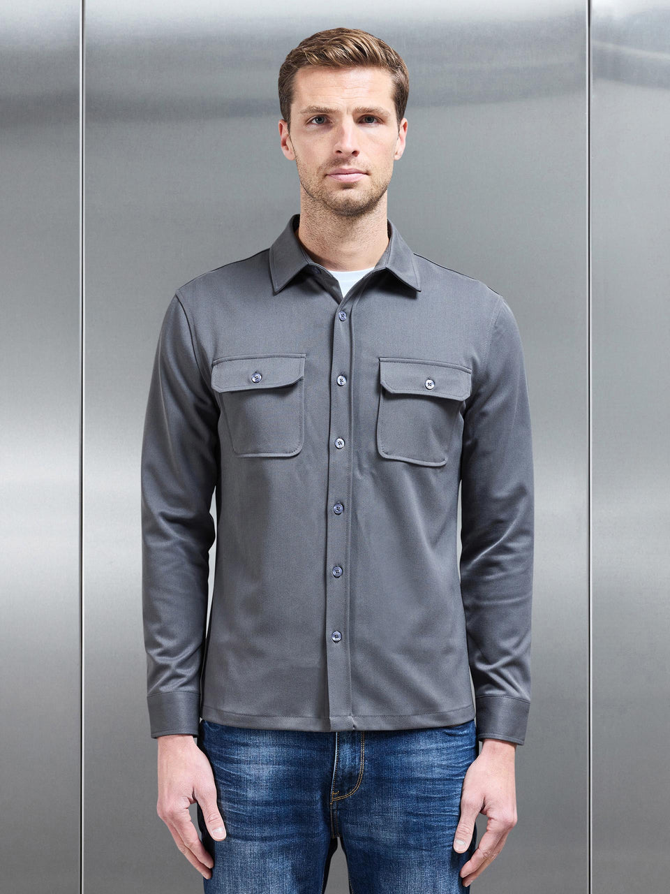Textured Overshirt in Grey