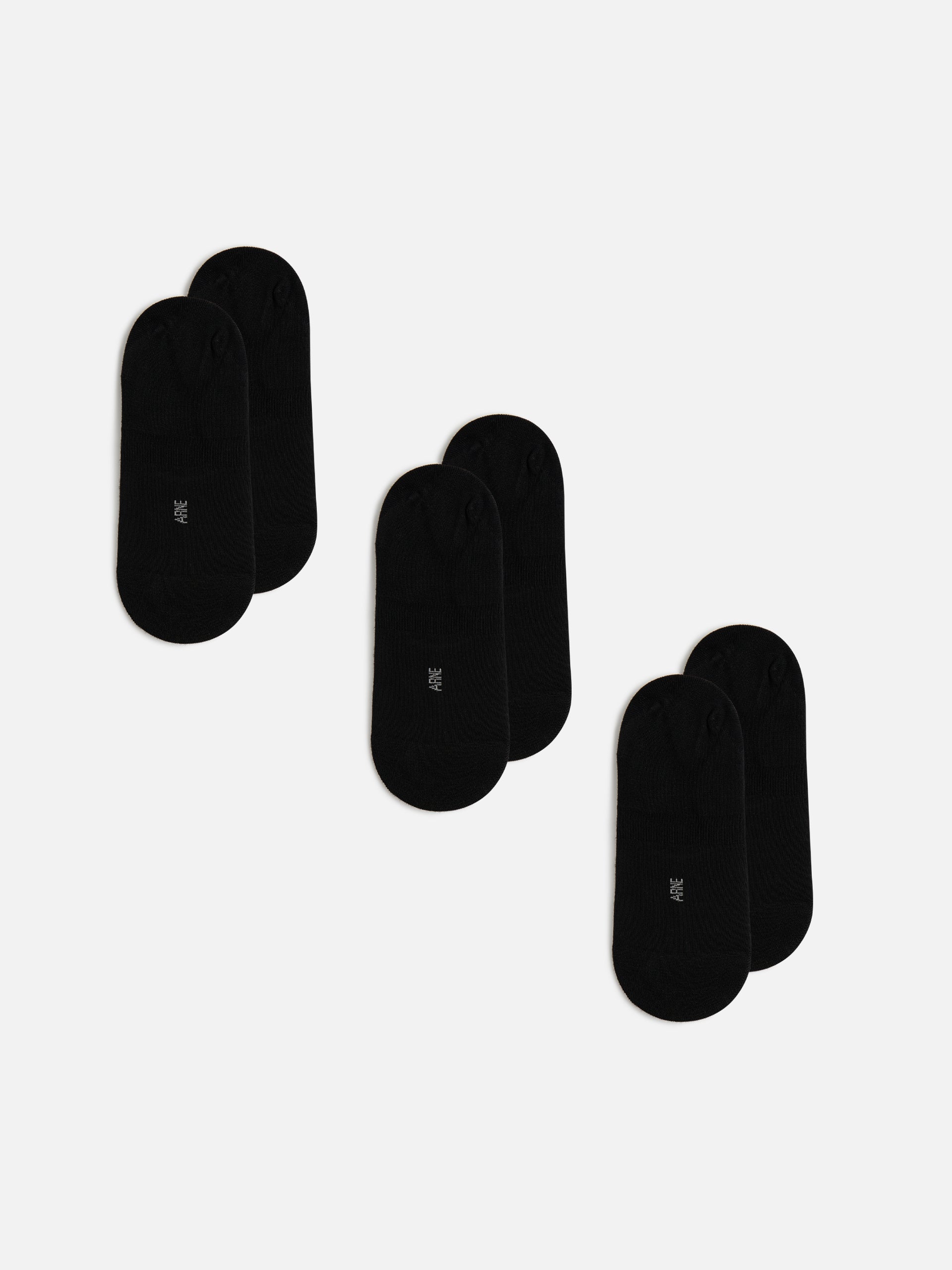 3 Pack No Show Sock in Black