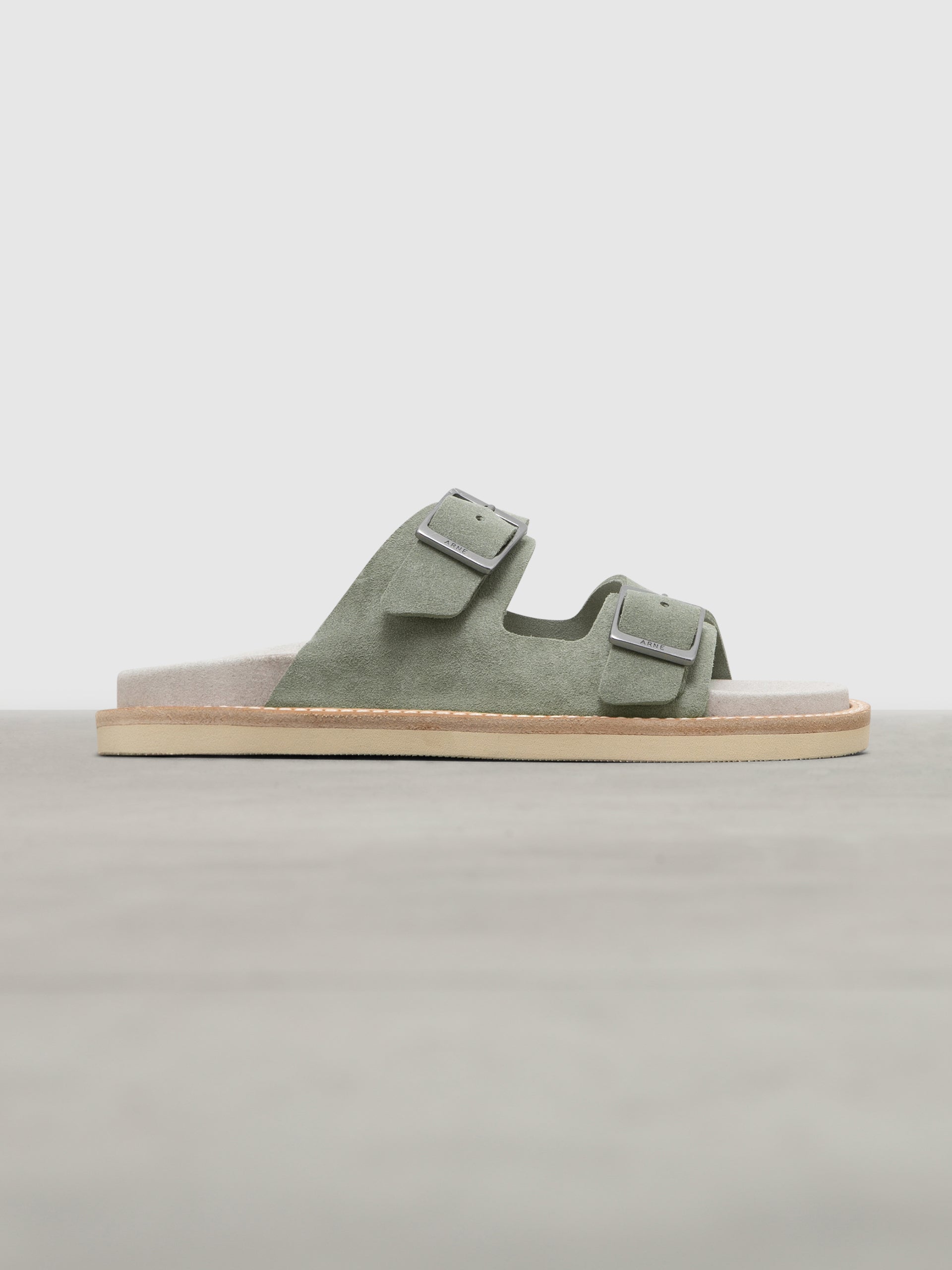 Womens Suede Sandal in Olive