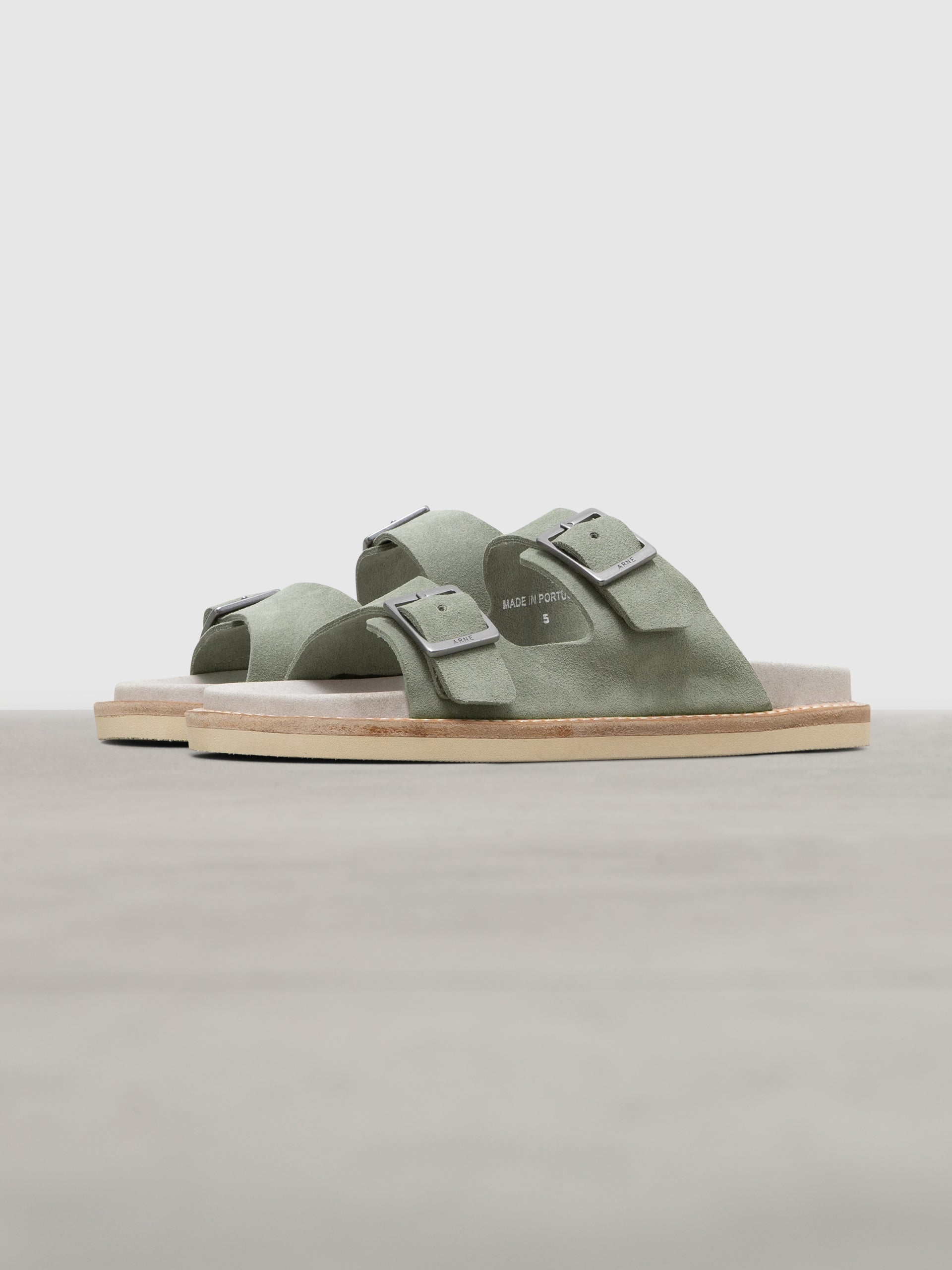 Womens Suede Sandal in Olive