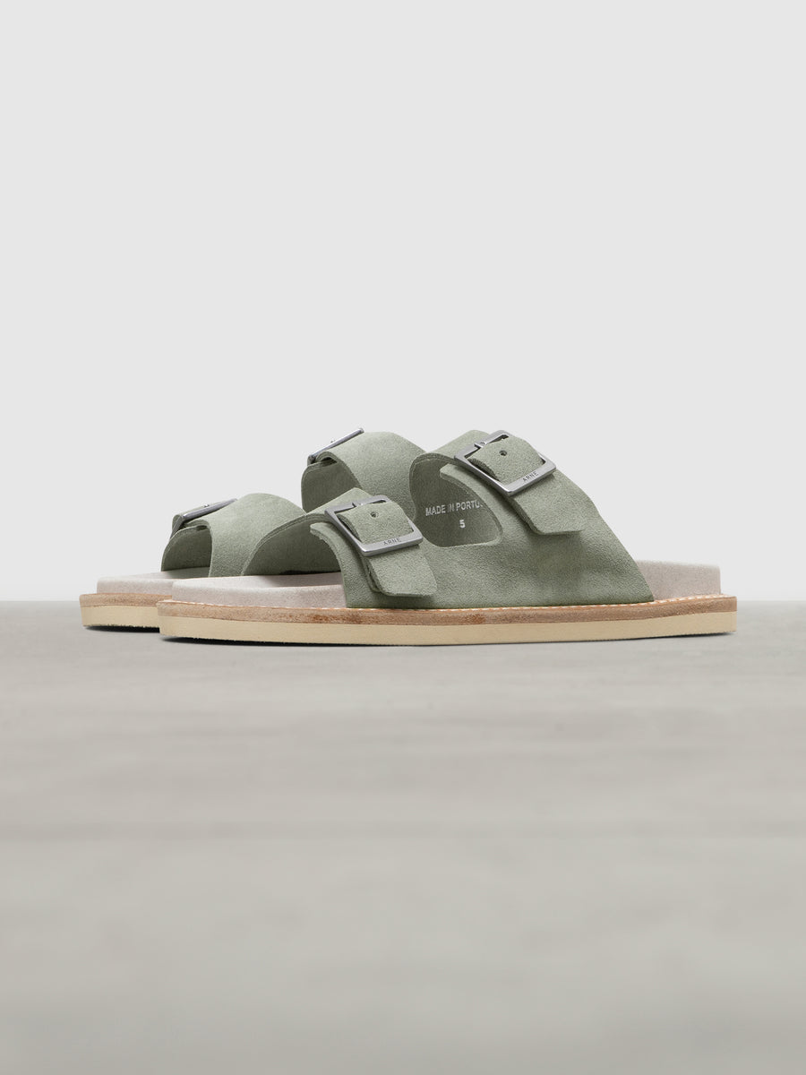 Womens Suede Sandal in Olive