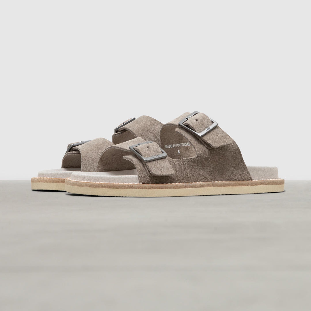 Womens Suede Sandal in Dark Stone