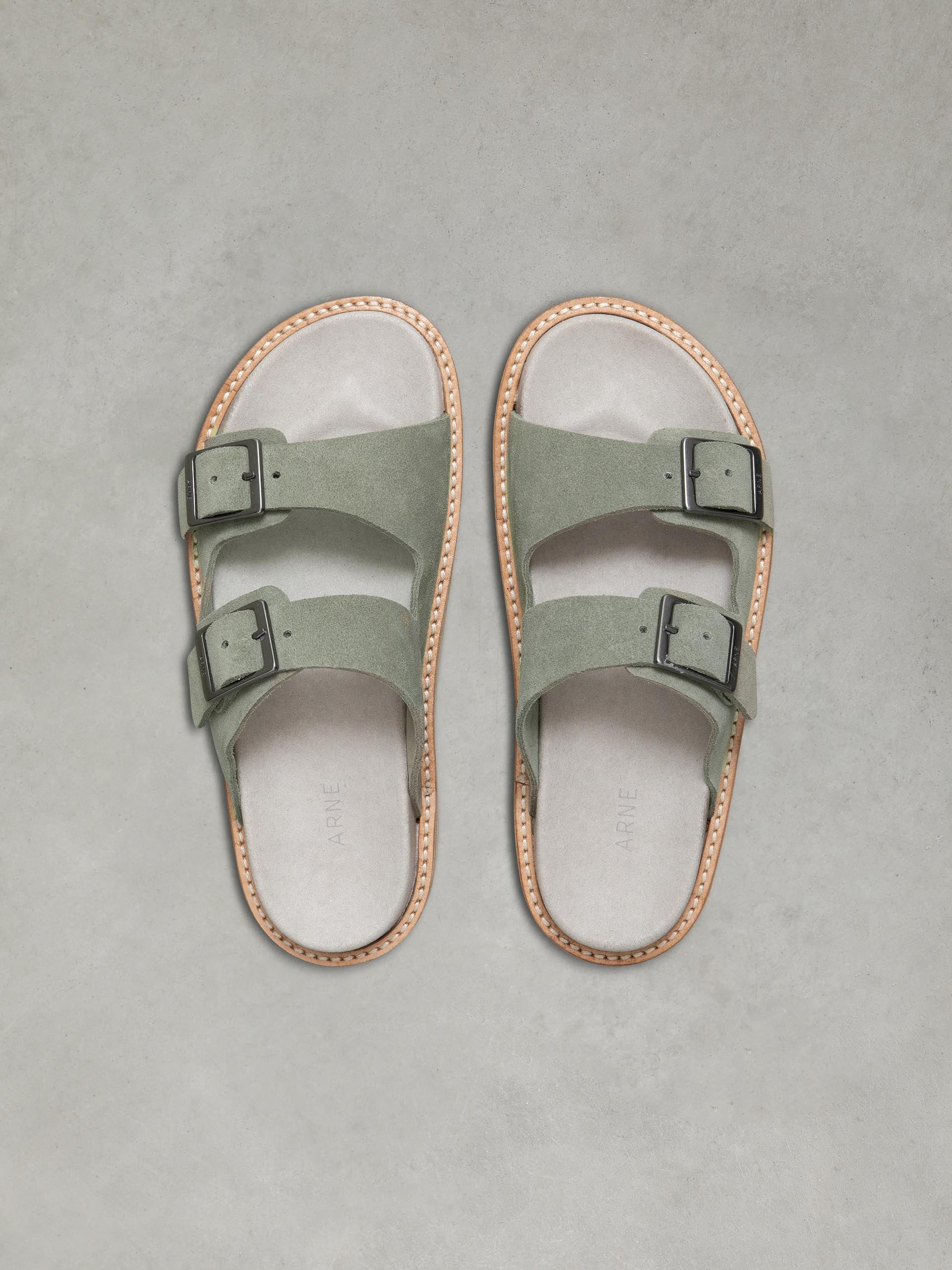 Womens Suede Sandal in Olive