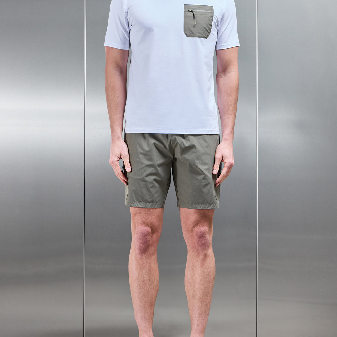 Active Cargo T-Shirt in White Olive