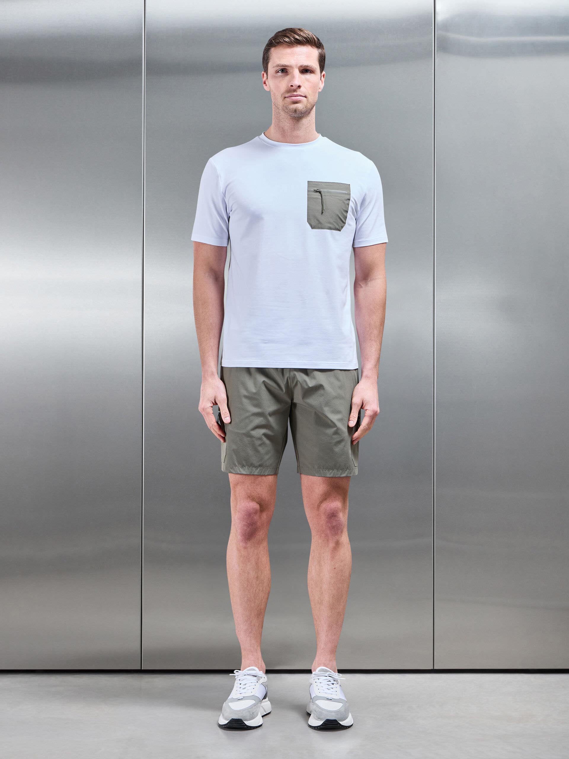 Active Cargo T-Shirt in White Olive