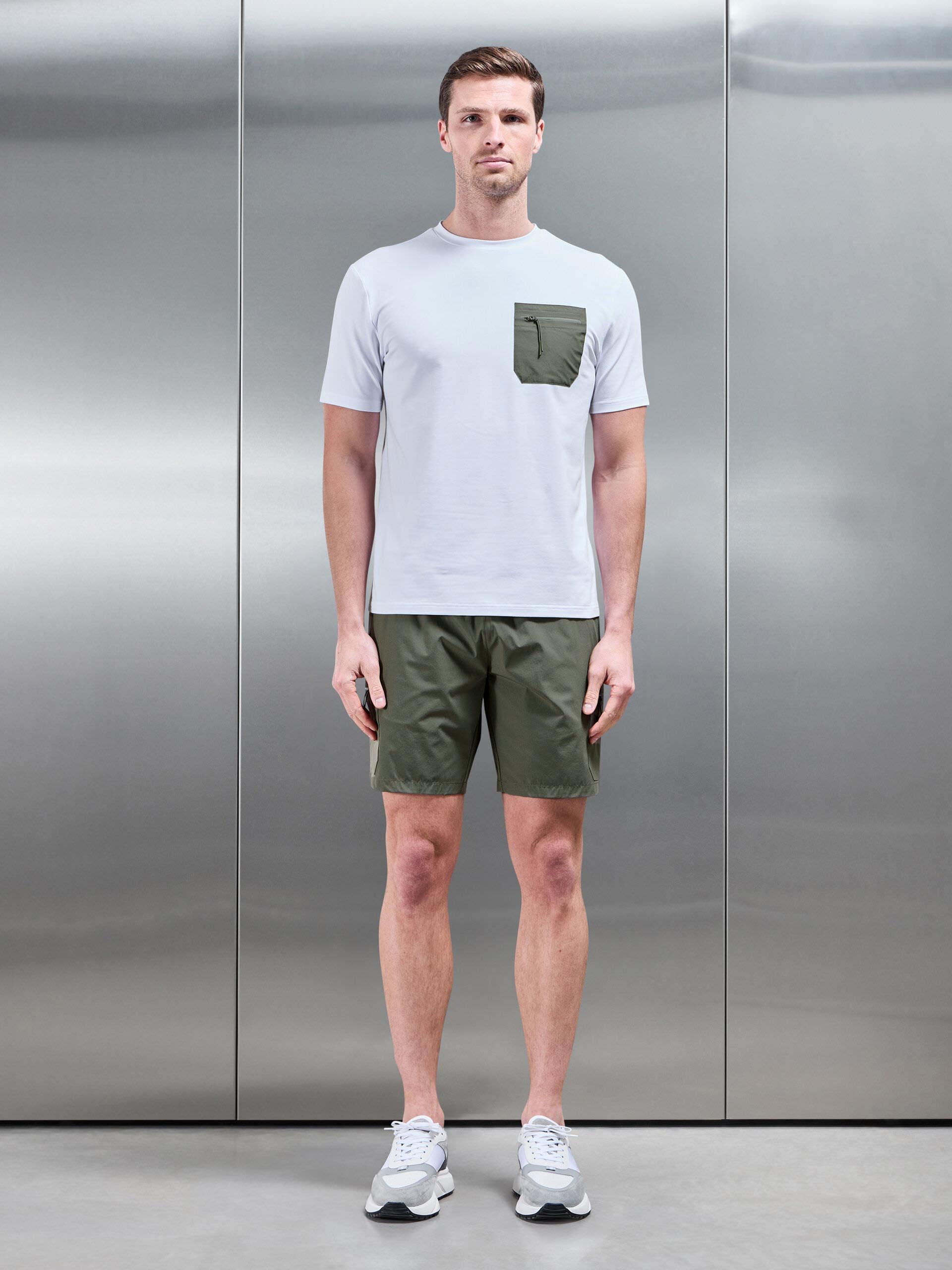 Active Cargo T-Shirt in White Olive