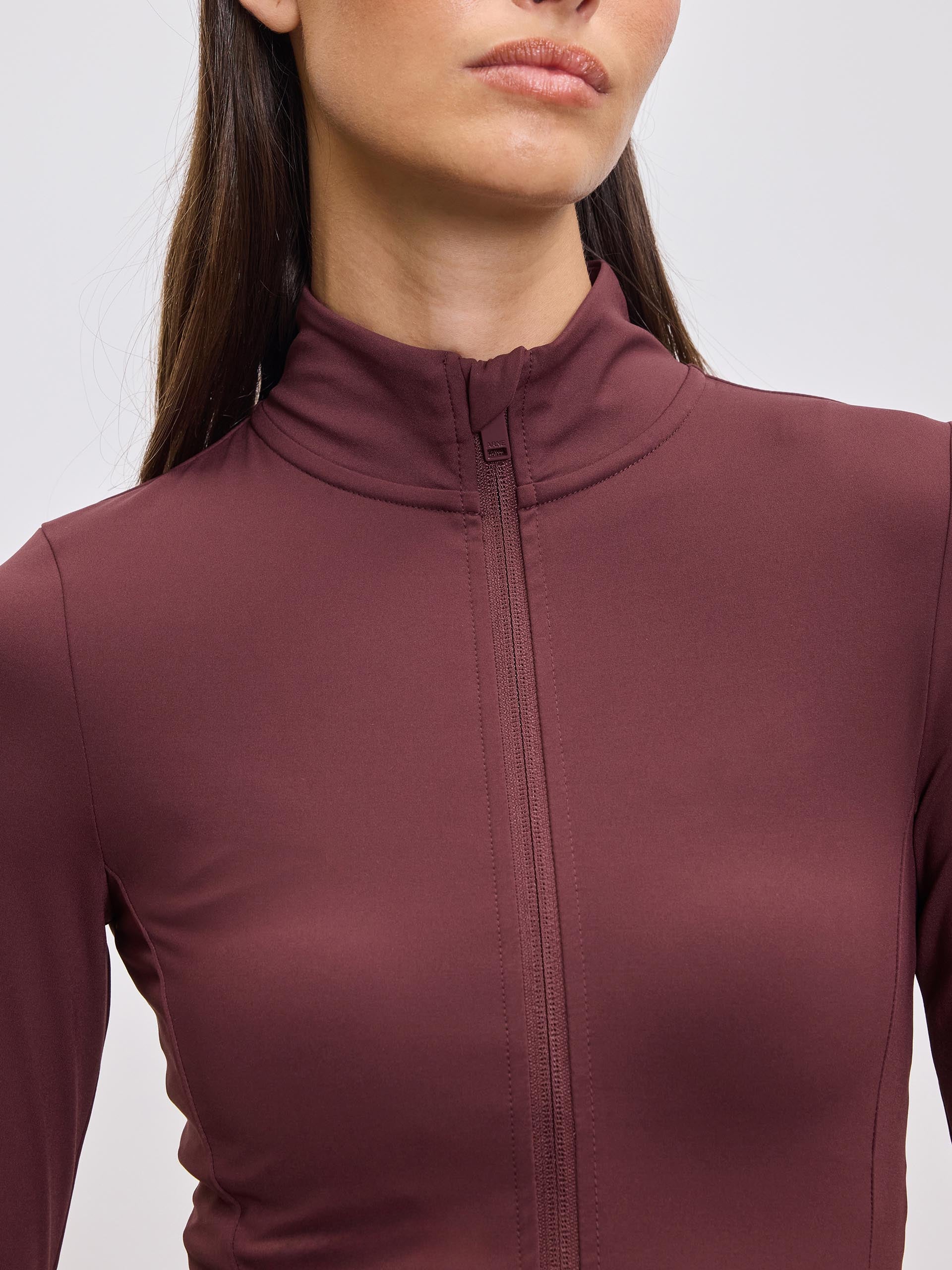 Womens Active Zip Through Jacket in Burgundy