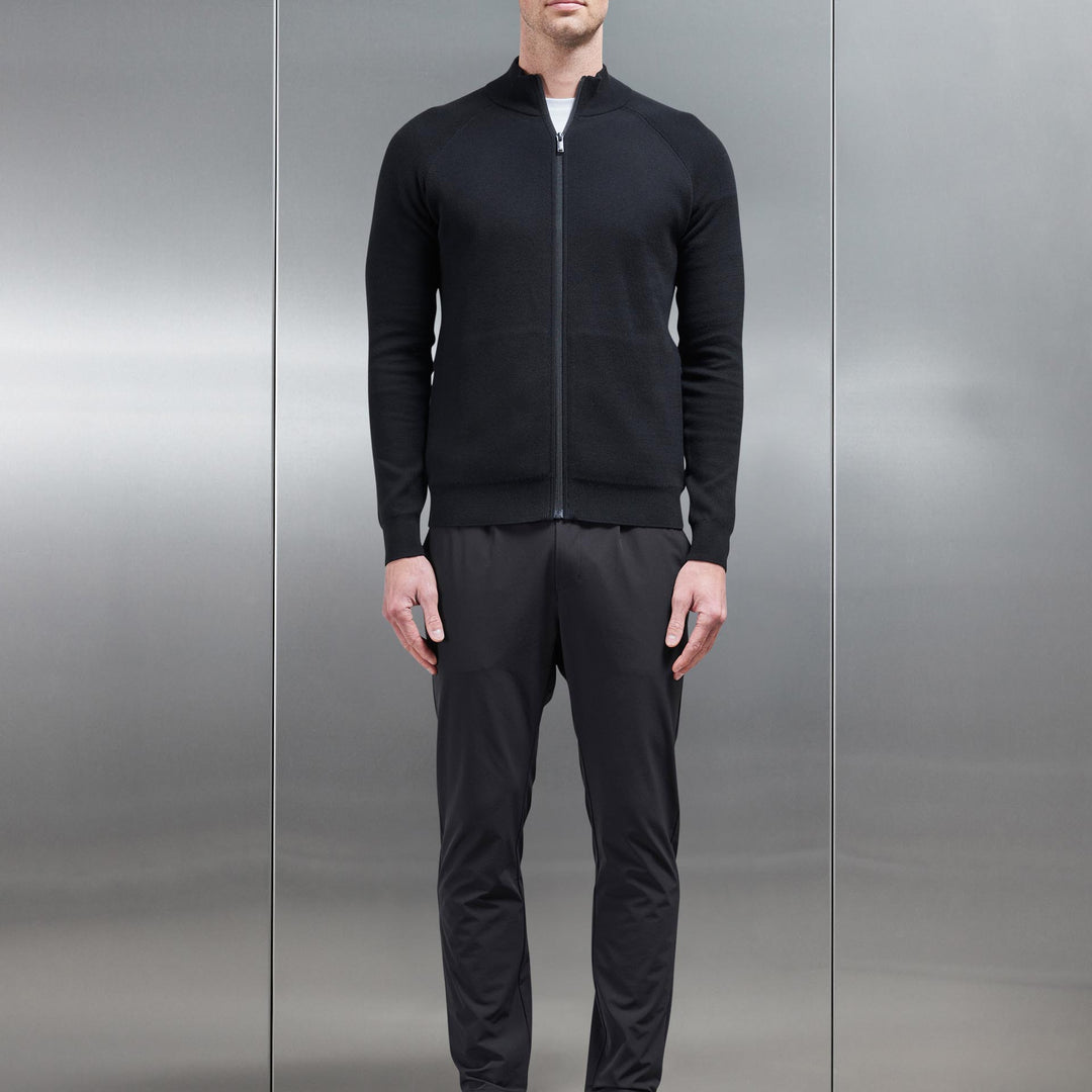 Active Knitted Zip Through Jacket in Black