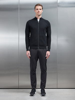 Active Knitted Zip Through Jacket in Black
