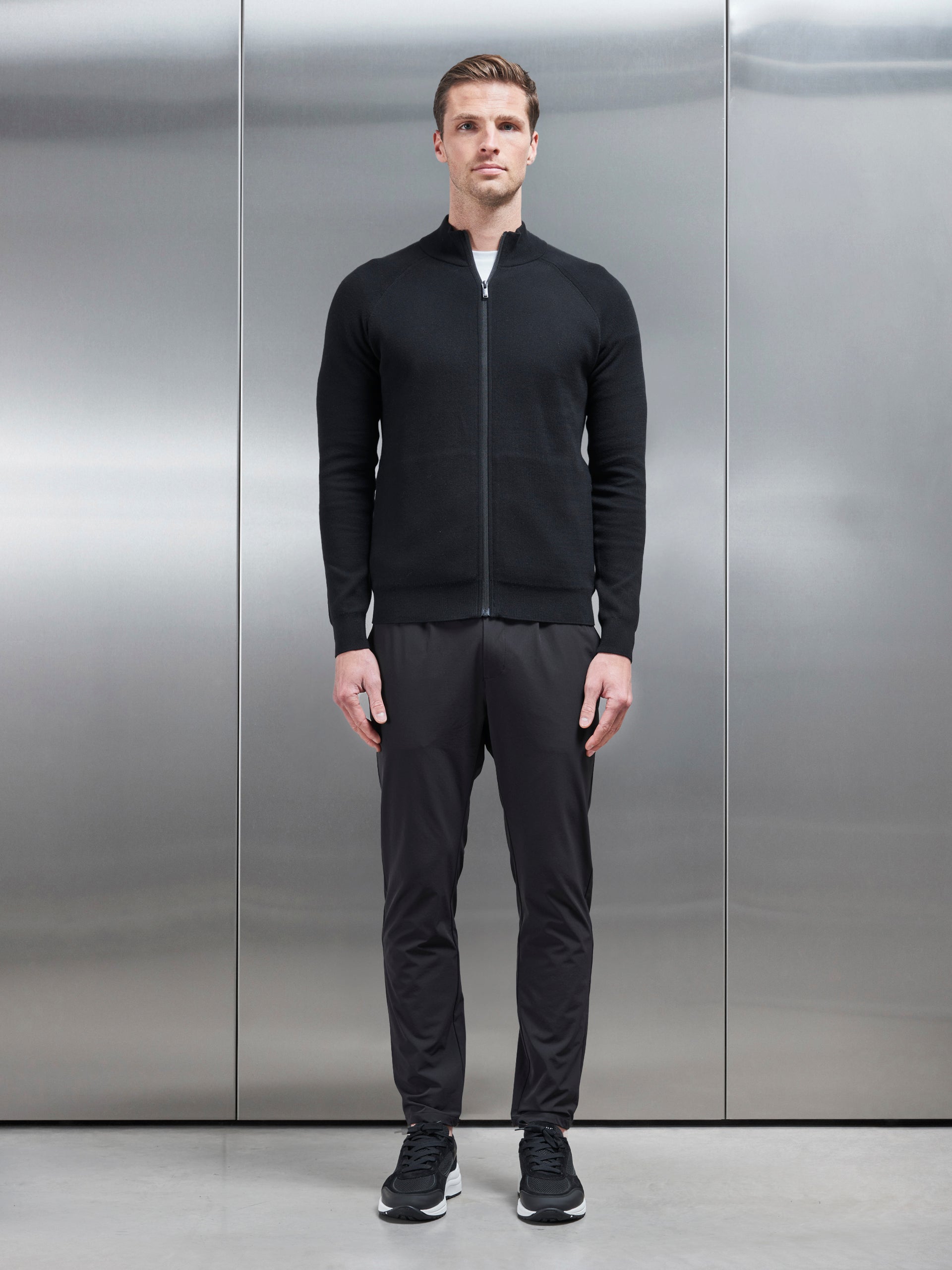 Technical Stretch Chino Trouser in Black