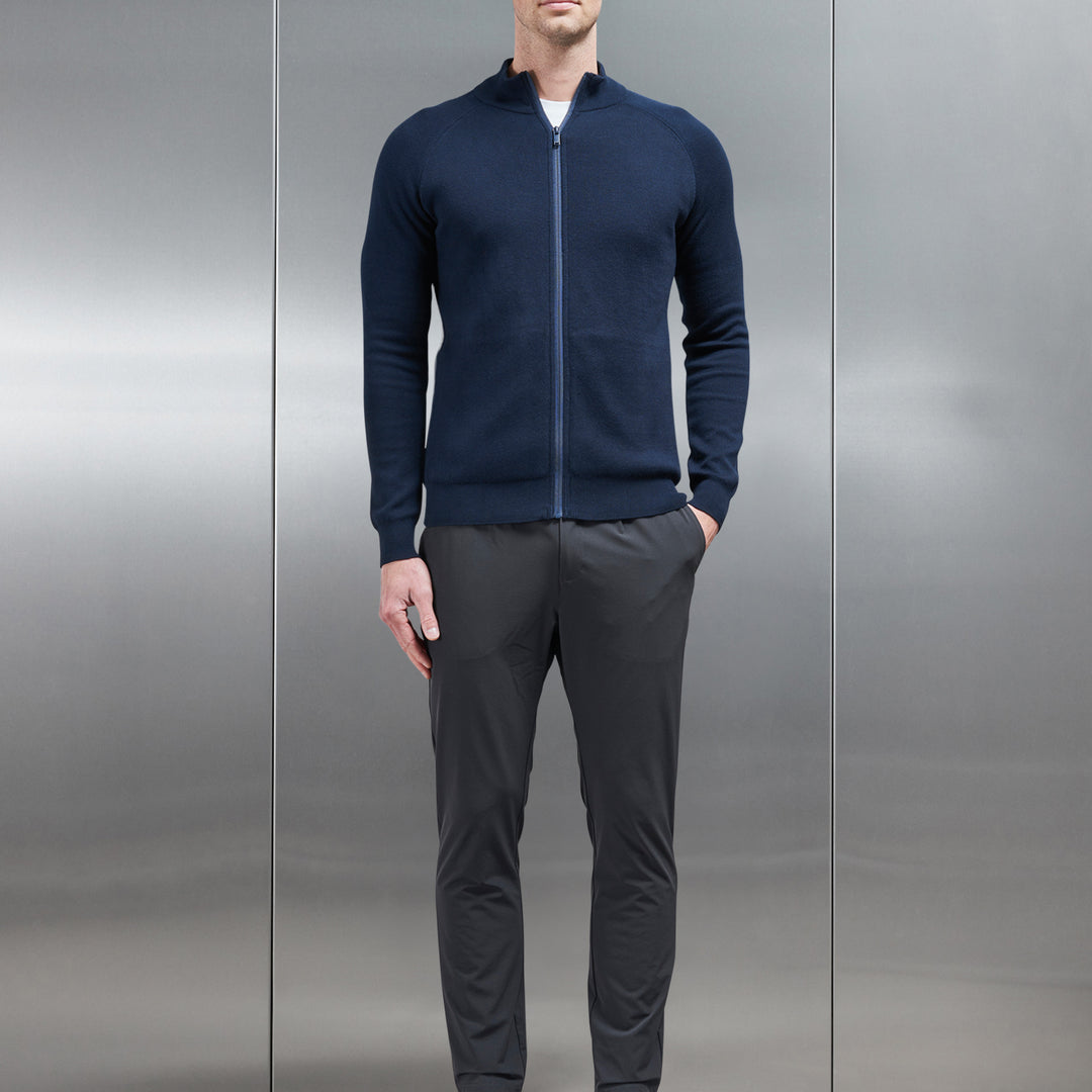 Active Knitted Zip Through Jacket in Navy