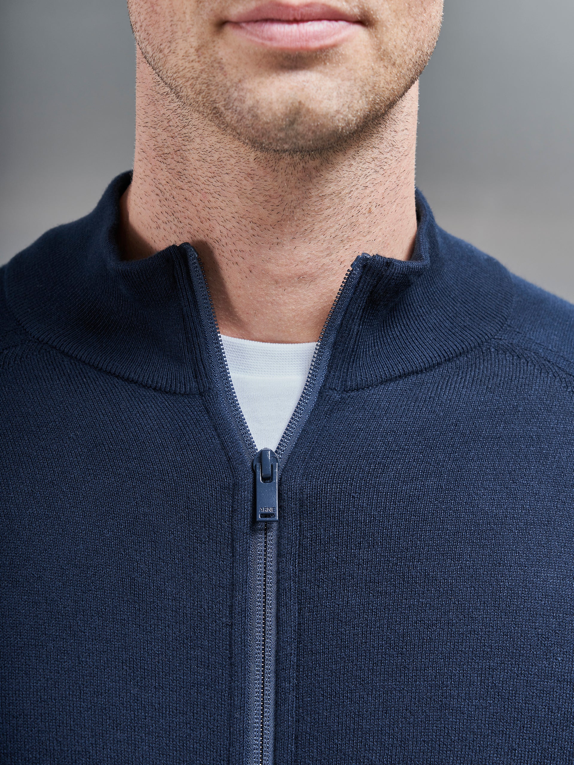 Active Knitted Zip Through Jacket in Navy