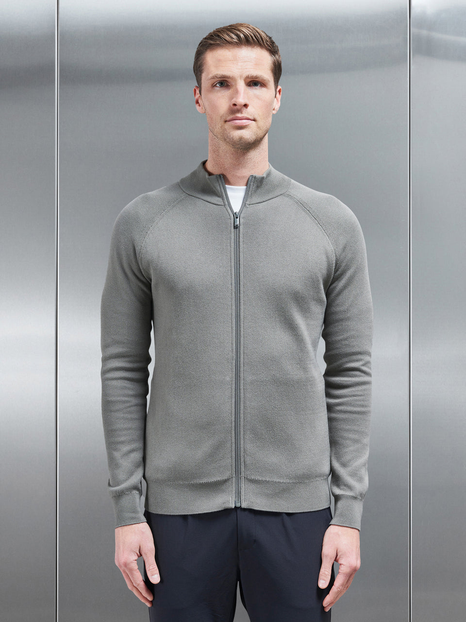 Active Knitted Zip Through Jacket in Sage