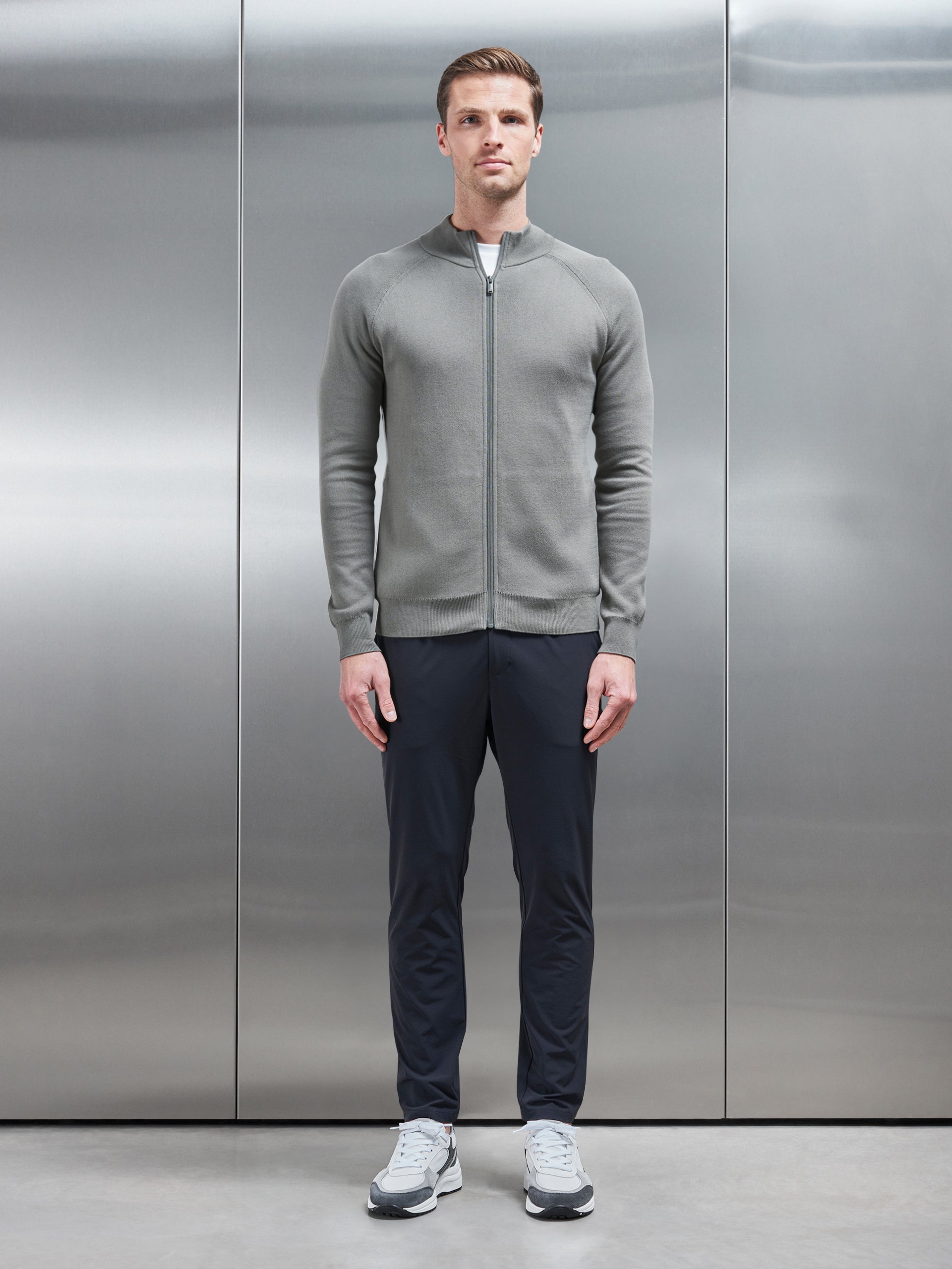 Active Knitted Zip Through Jacket in Sage