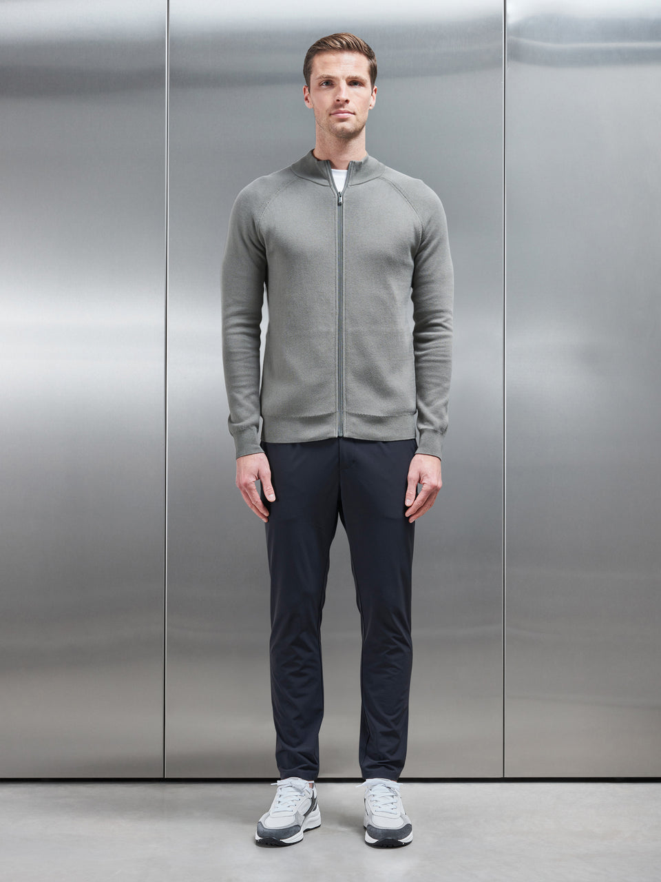 Active Knitted Zip Through Jacket in Sage