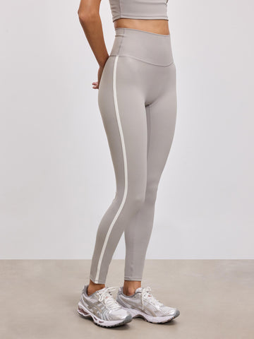 Womens Contrast Piping Active Legging in Stone