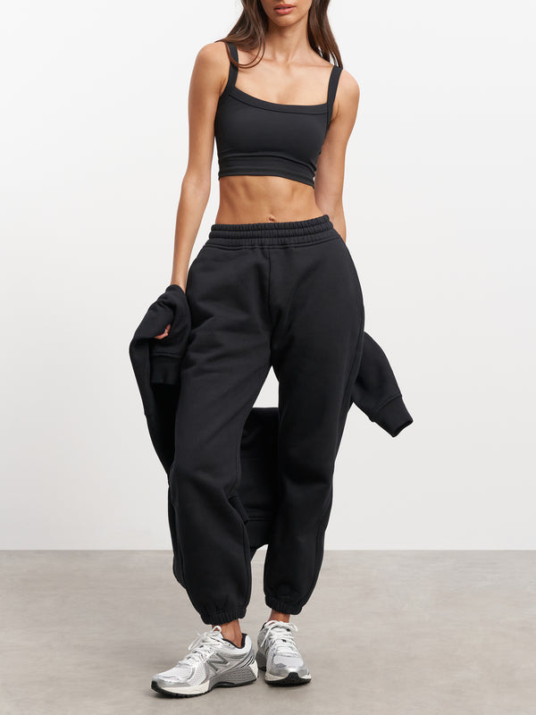 Womens Relaxed Cuffed Jogger in Black