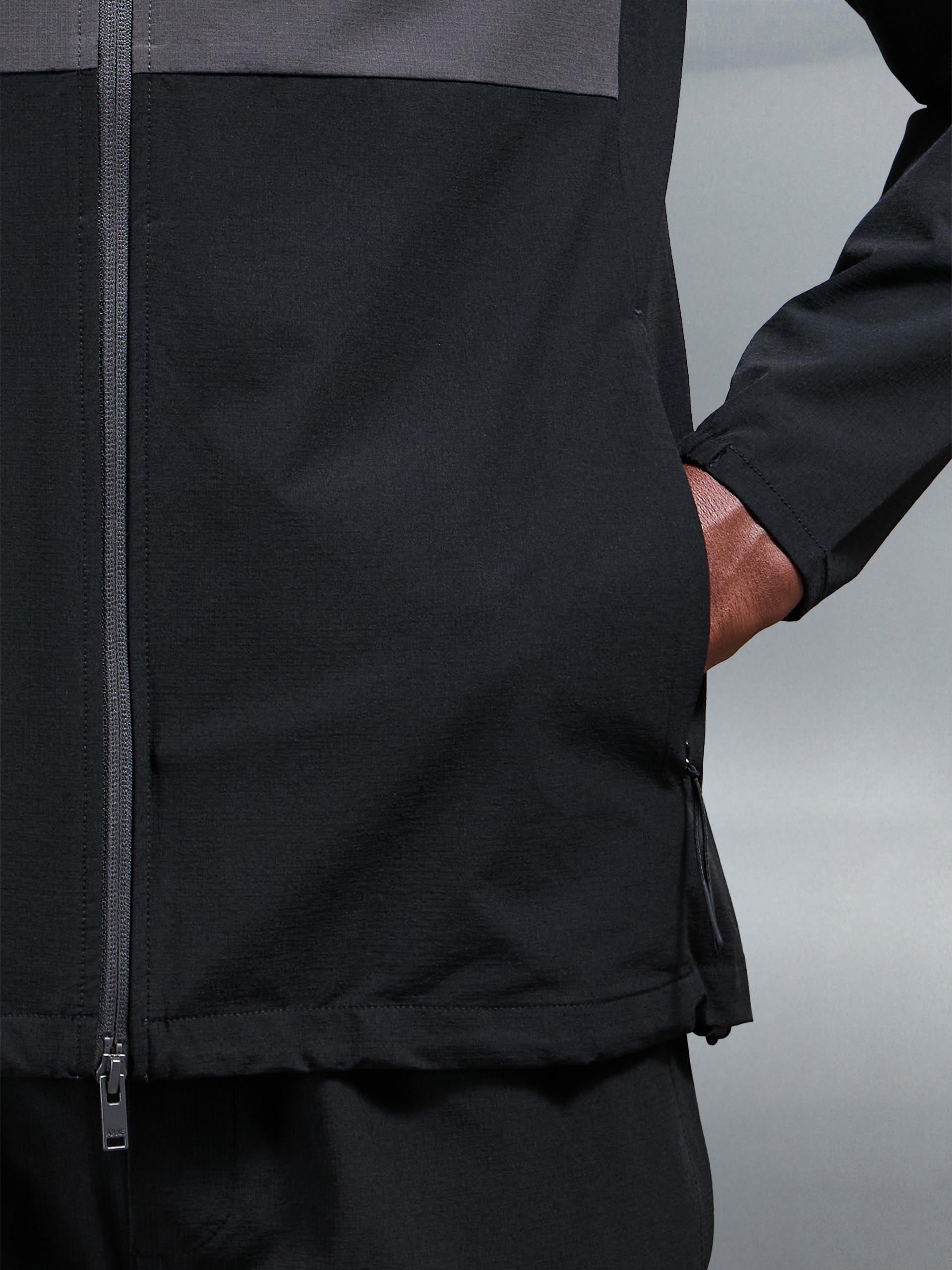 Active Technical Colour Block Windbreaker in Black Grey