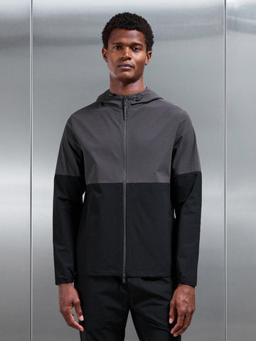 Active Technical Colour Block Windbreaker in Black Grey