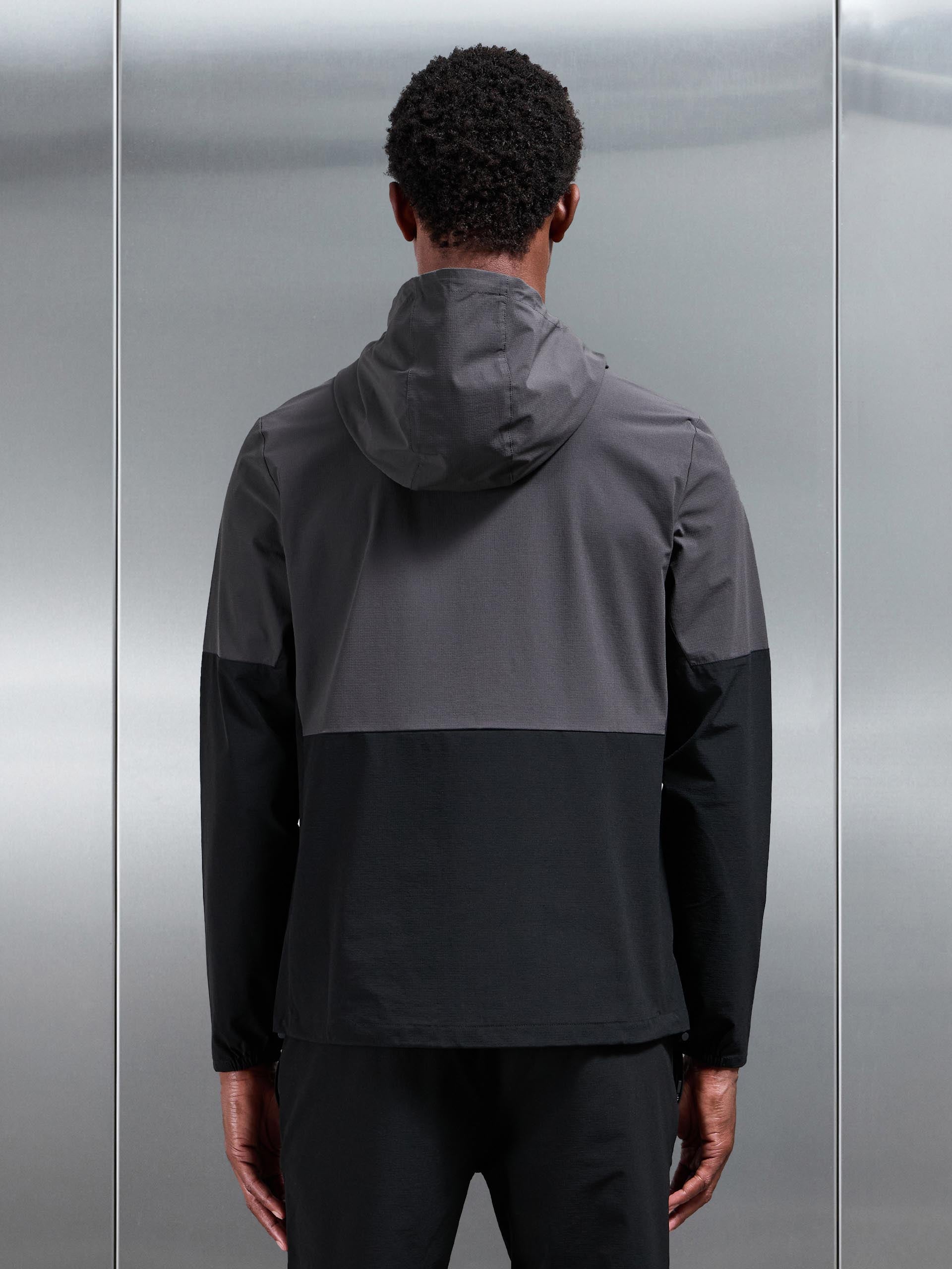Active Technical Colour Block Windbreaker in Black Grey