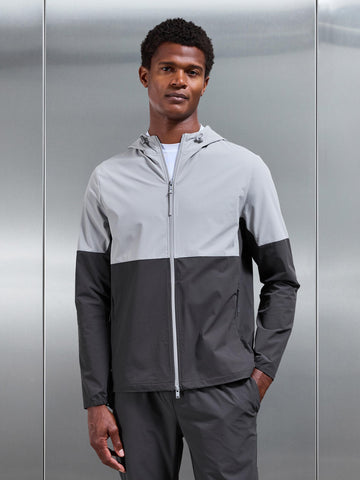 Active Technical Colour Block Windbreaker in Grey Mid Grey