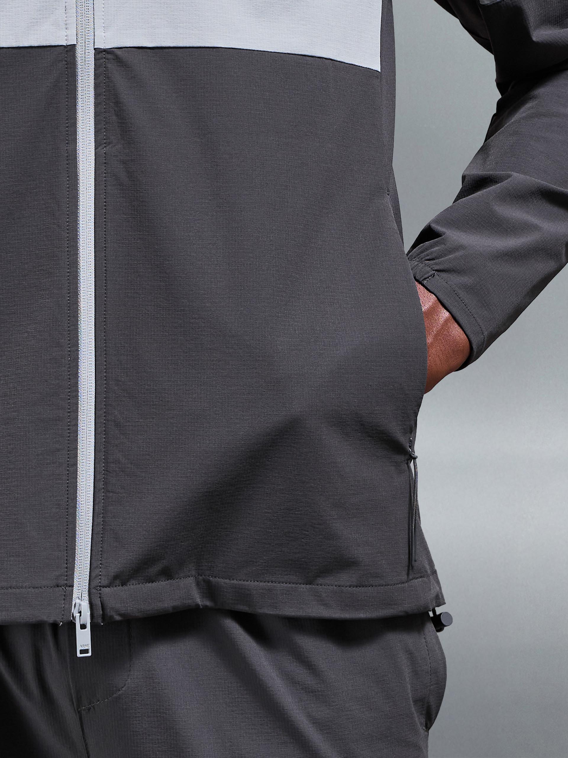 Active Technical Colour Block Windbreaker in Grey Mid Grey