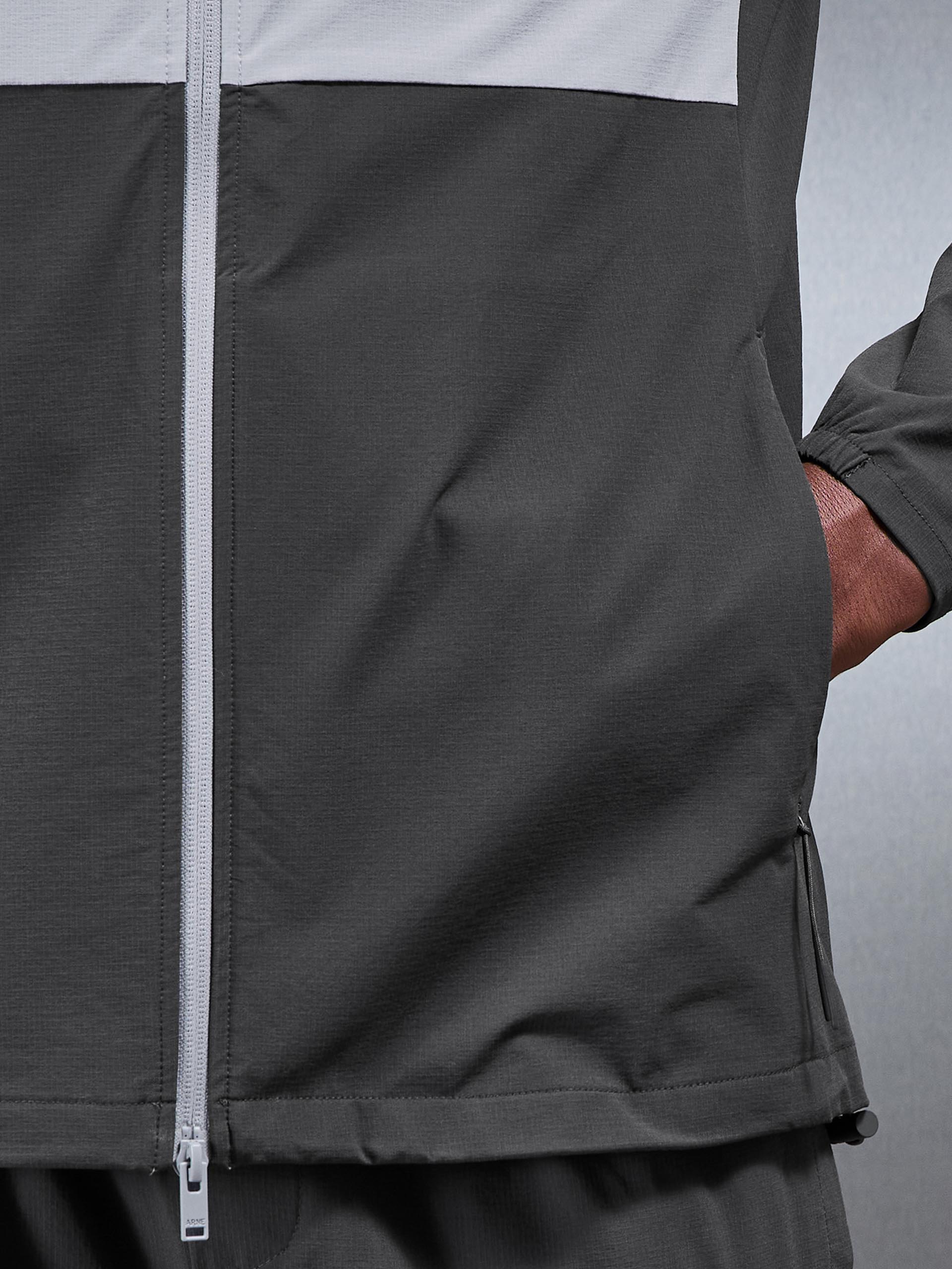 Active Technical Colour Block Windbreaker in Grey Mid Grey
