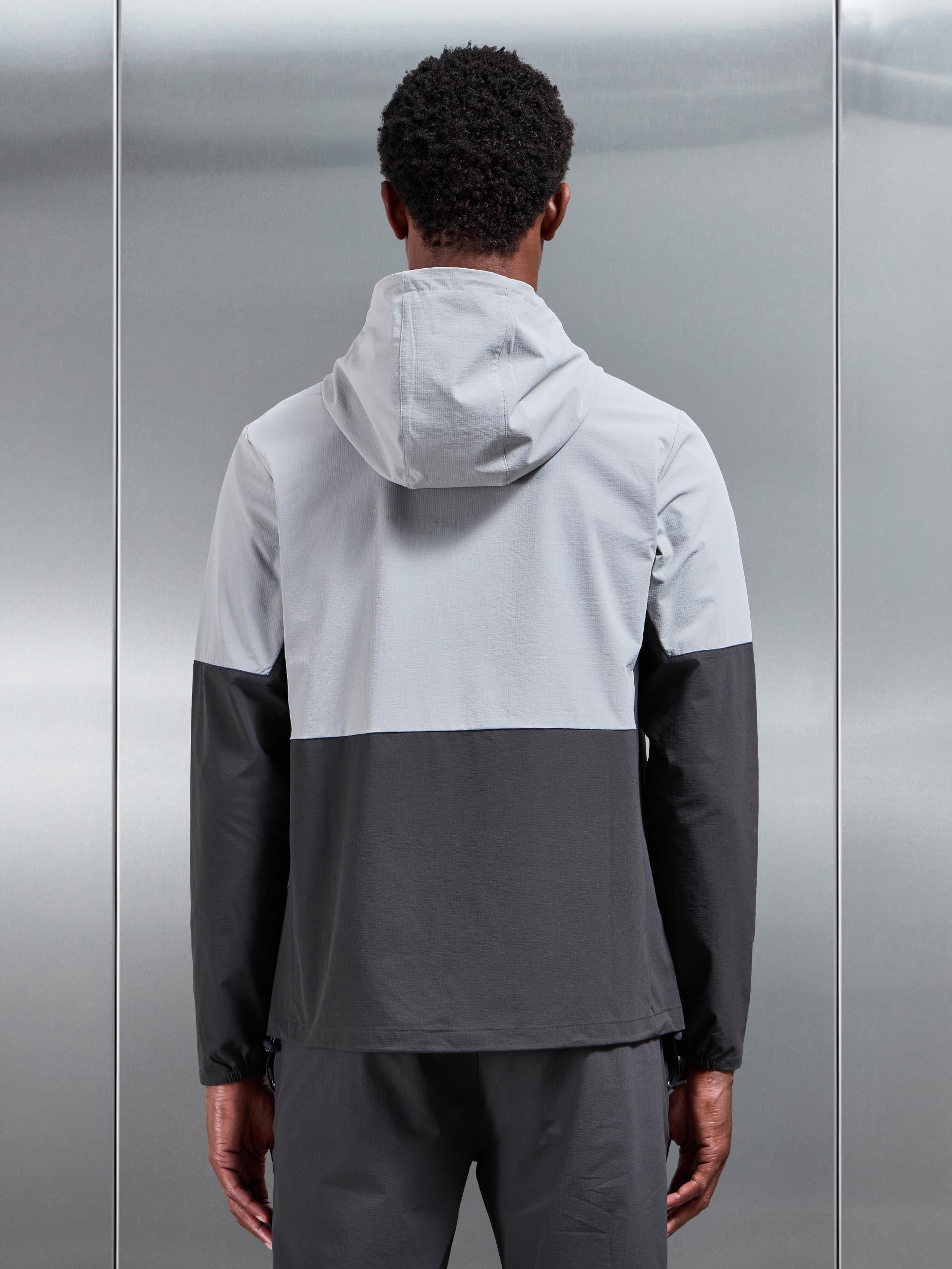 Active Technical Colour Block Windbreaker in Grey Mid Grey