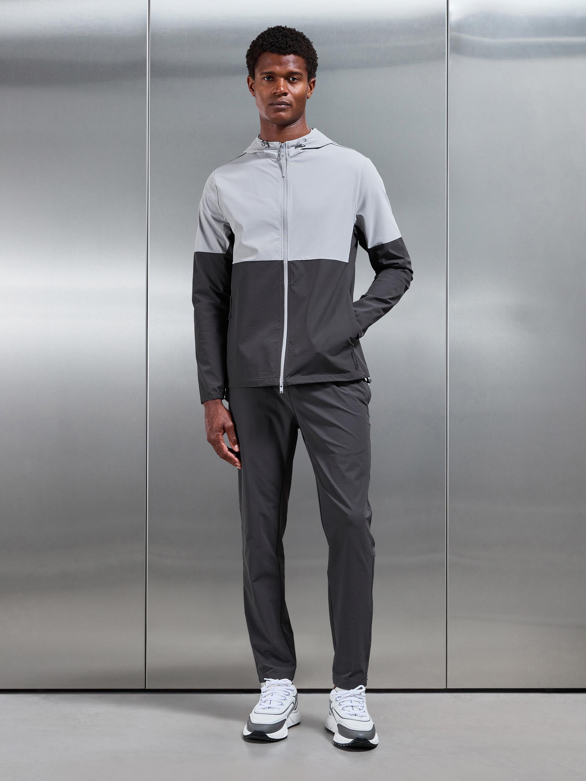 Active Technical Colour Block Windbreaker in Grey Mid Grey