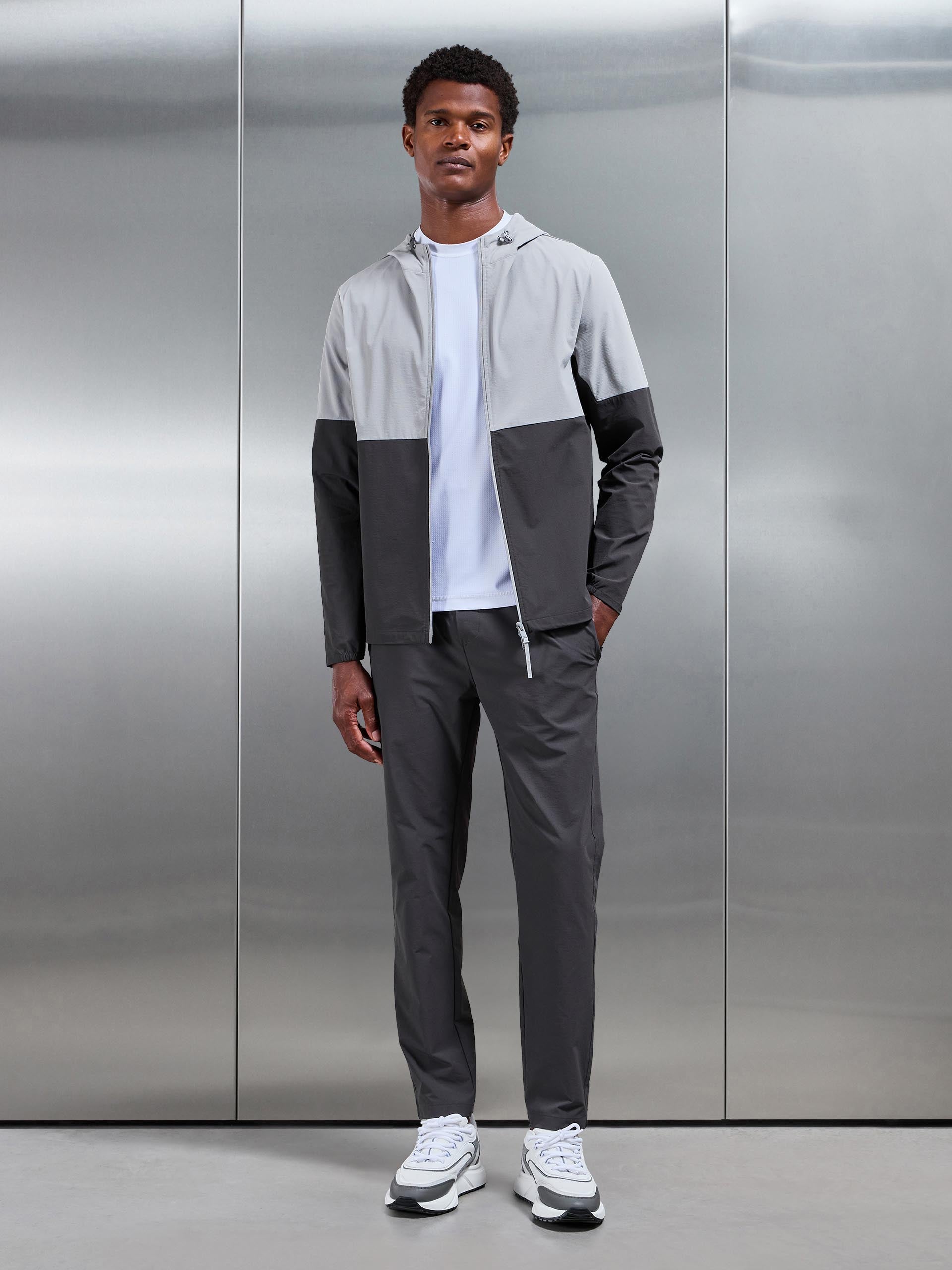 Active Technical Colour Block Windbreaker in Grey Mid Grey