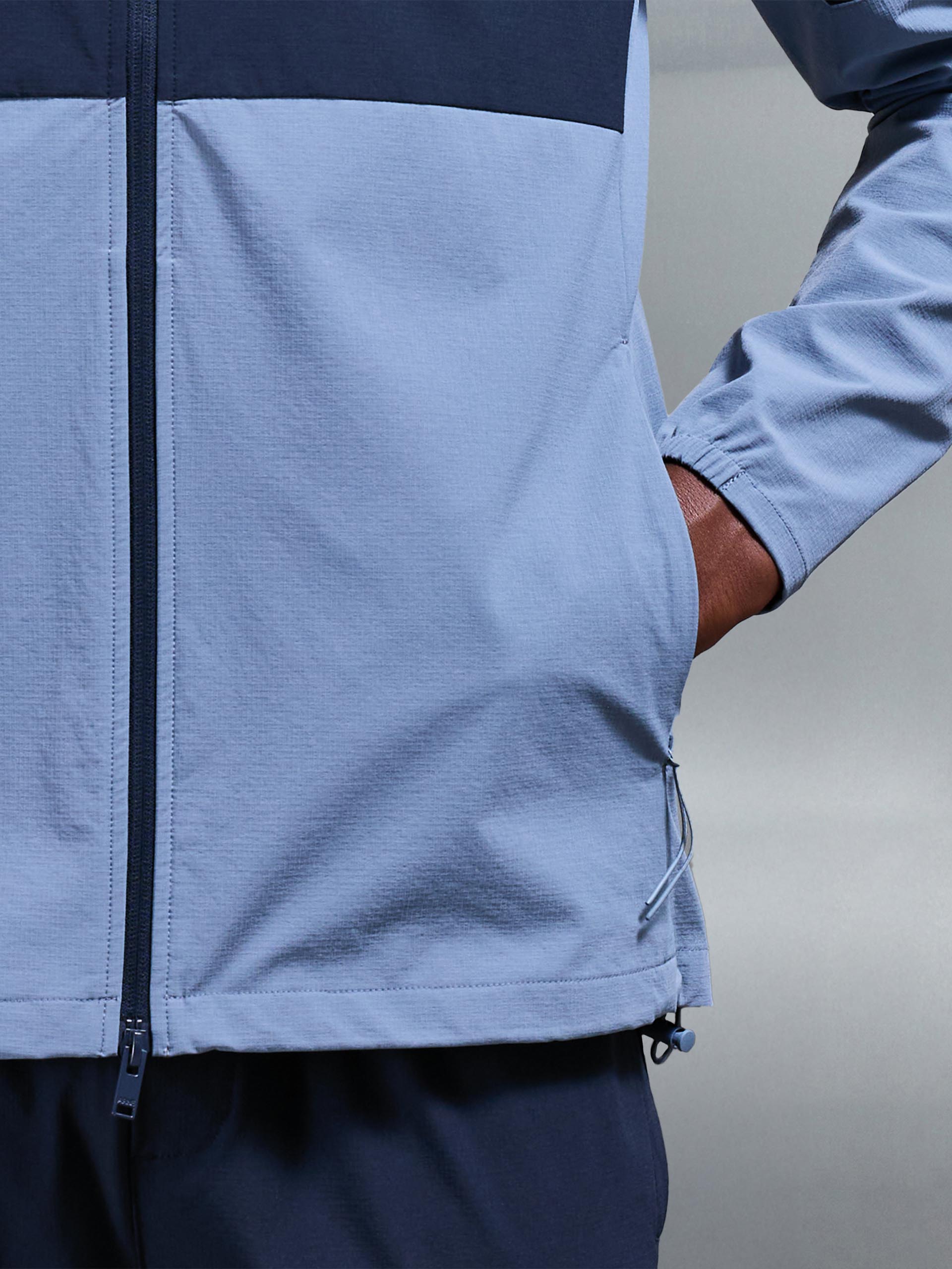 Active Technical Colour Block Windbreaker in Navy Light Blue