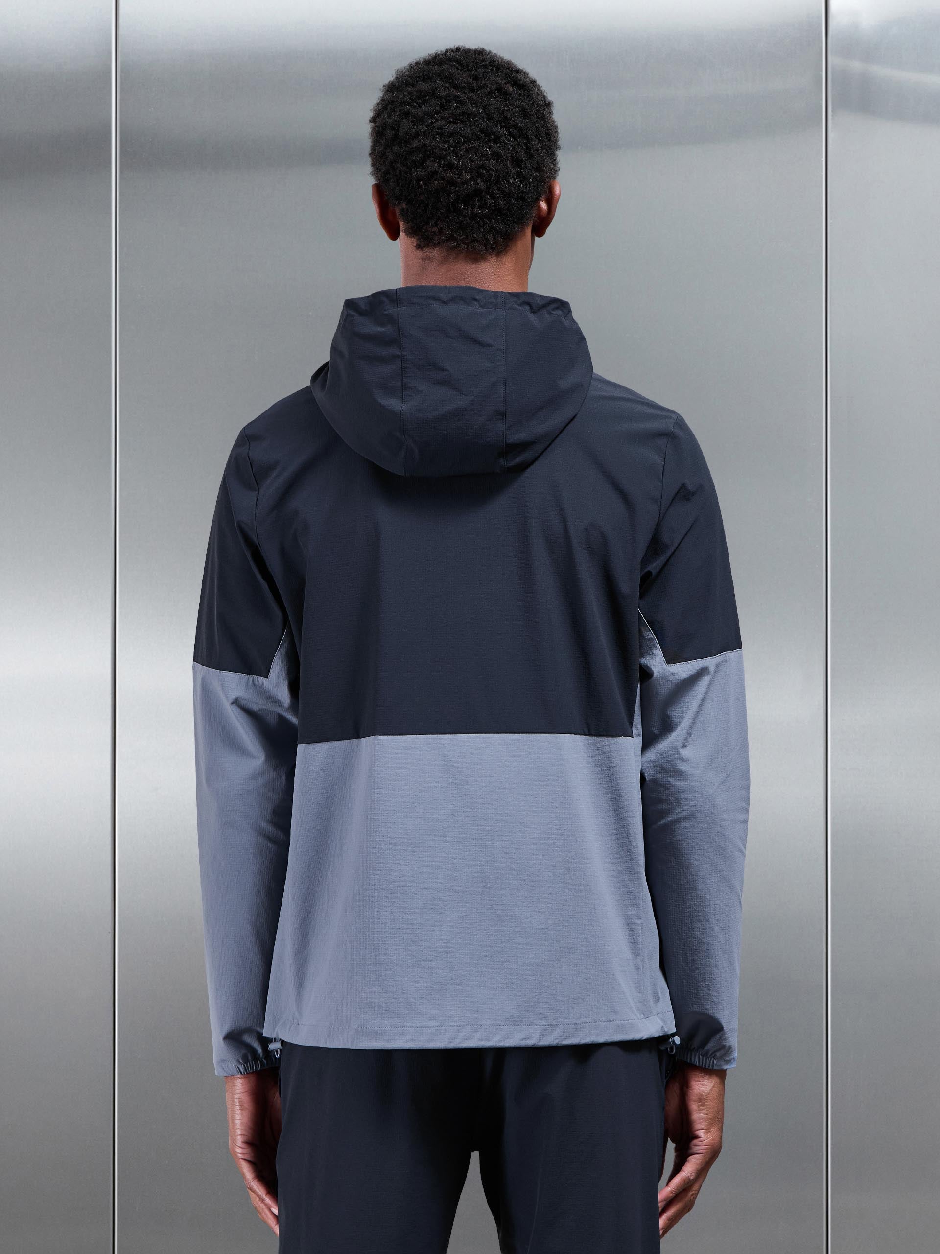 Active Technical Colour Block Windbreaker in Navy Light Blue
