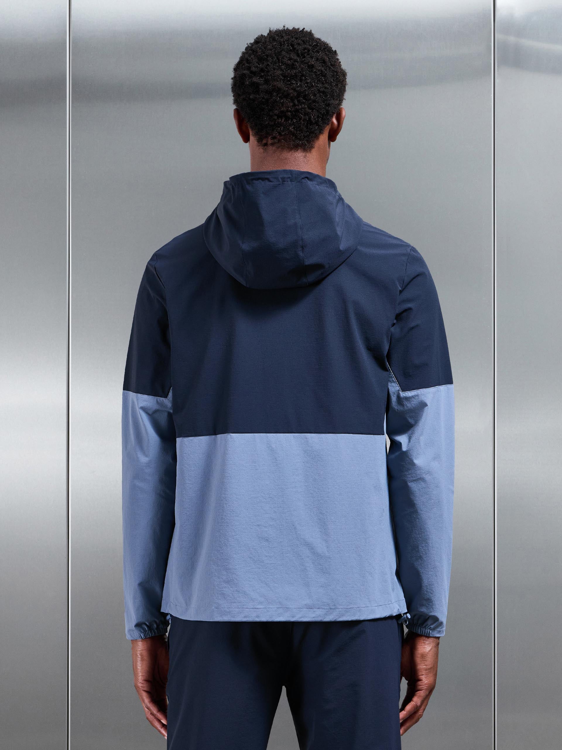 Active Technical Colour Block Windbreaker in Navy Light Blue