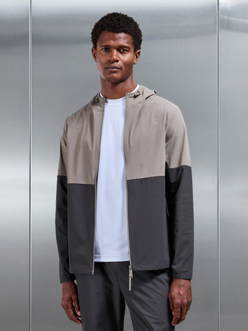 Active Technical Colour Block Windbreaker in Olive Grey