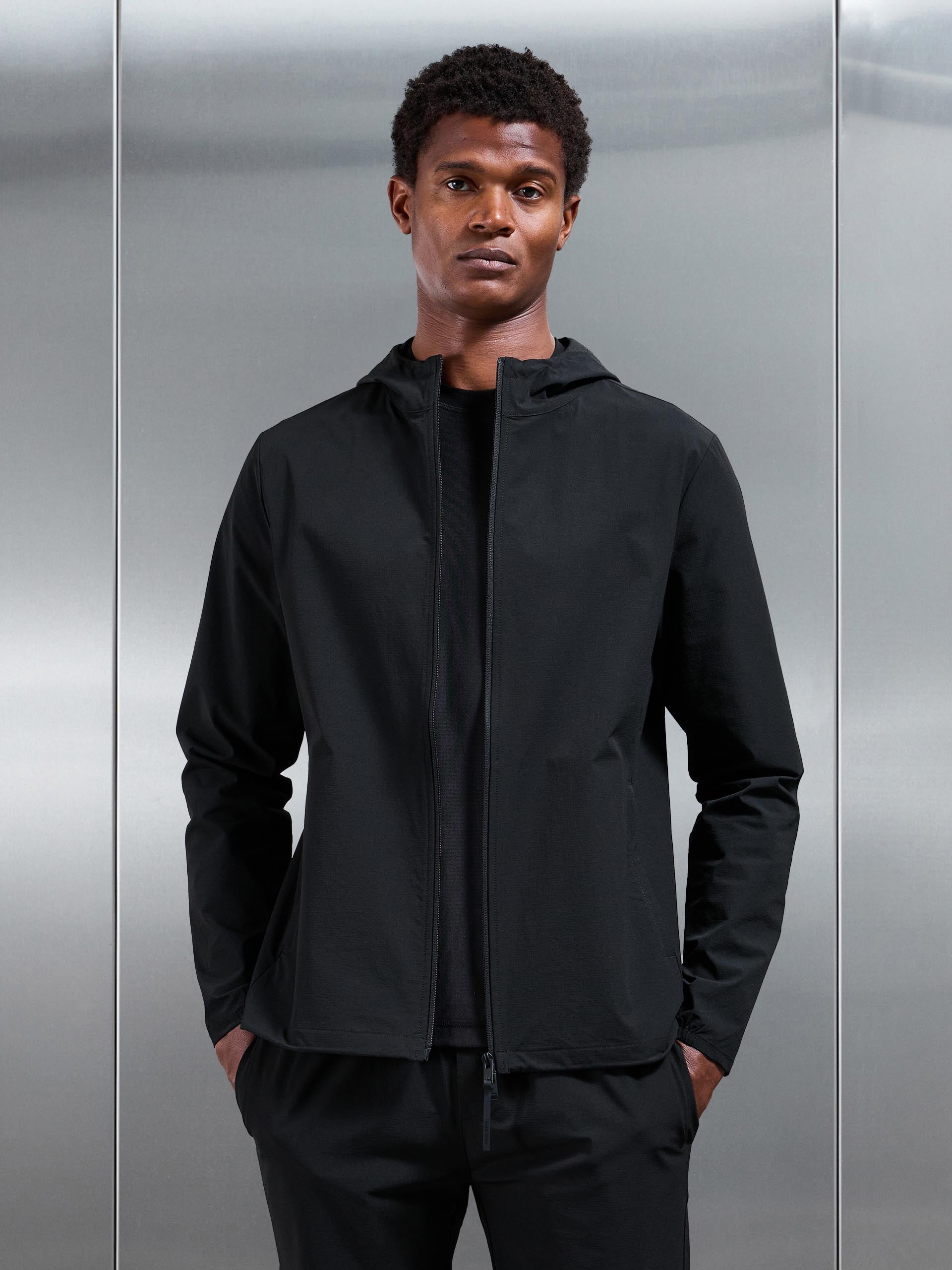 Active Technical Windbreaker in Black