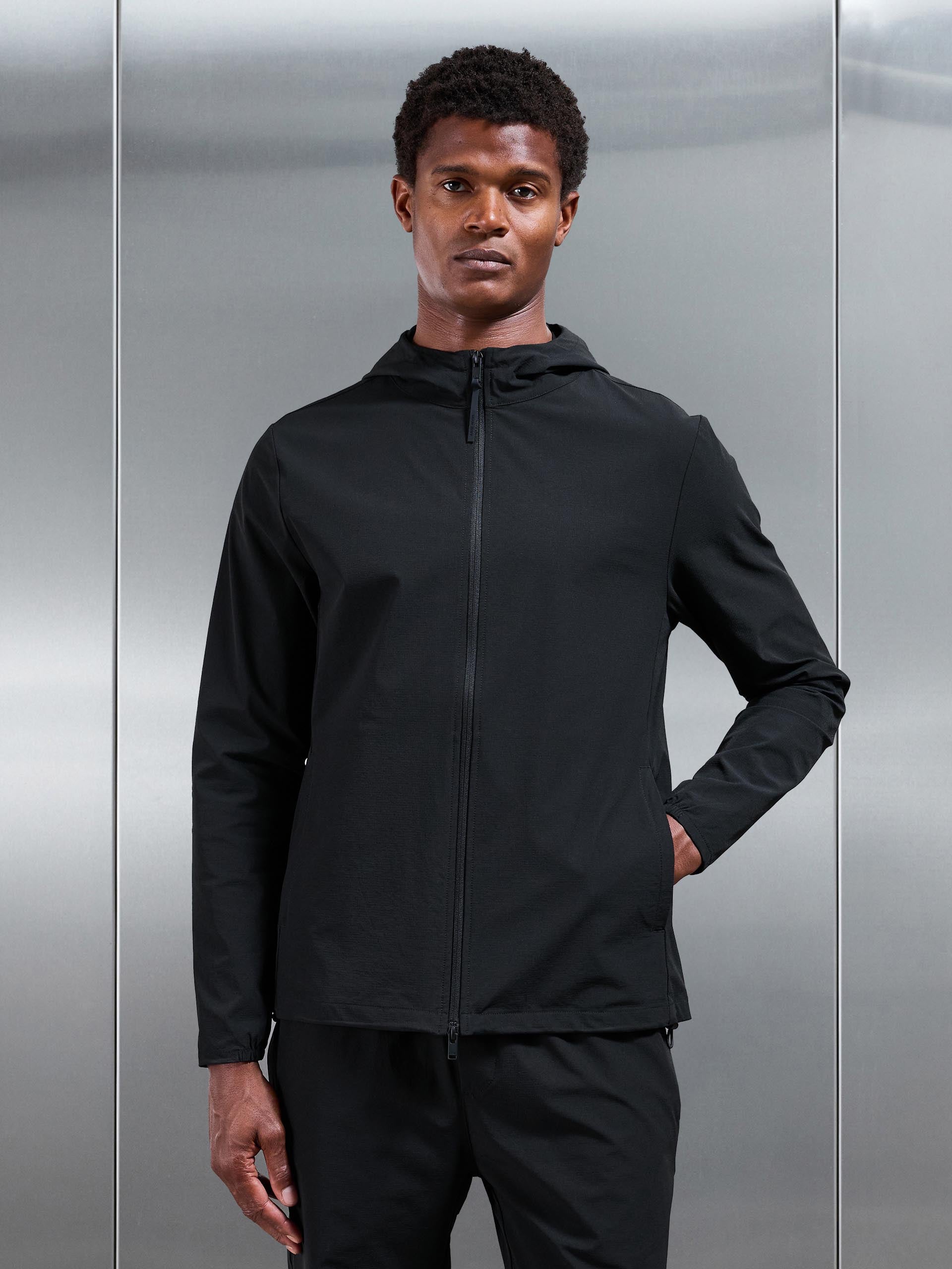 Active Technical Windbreaker in Black
