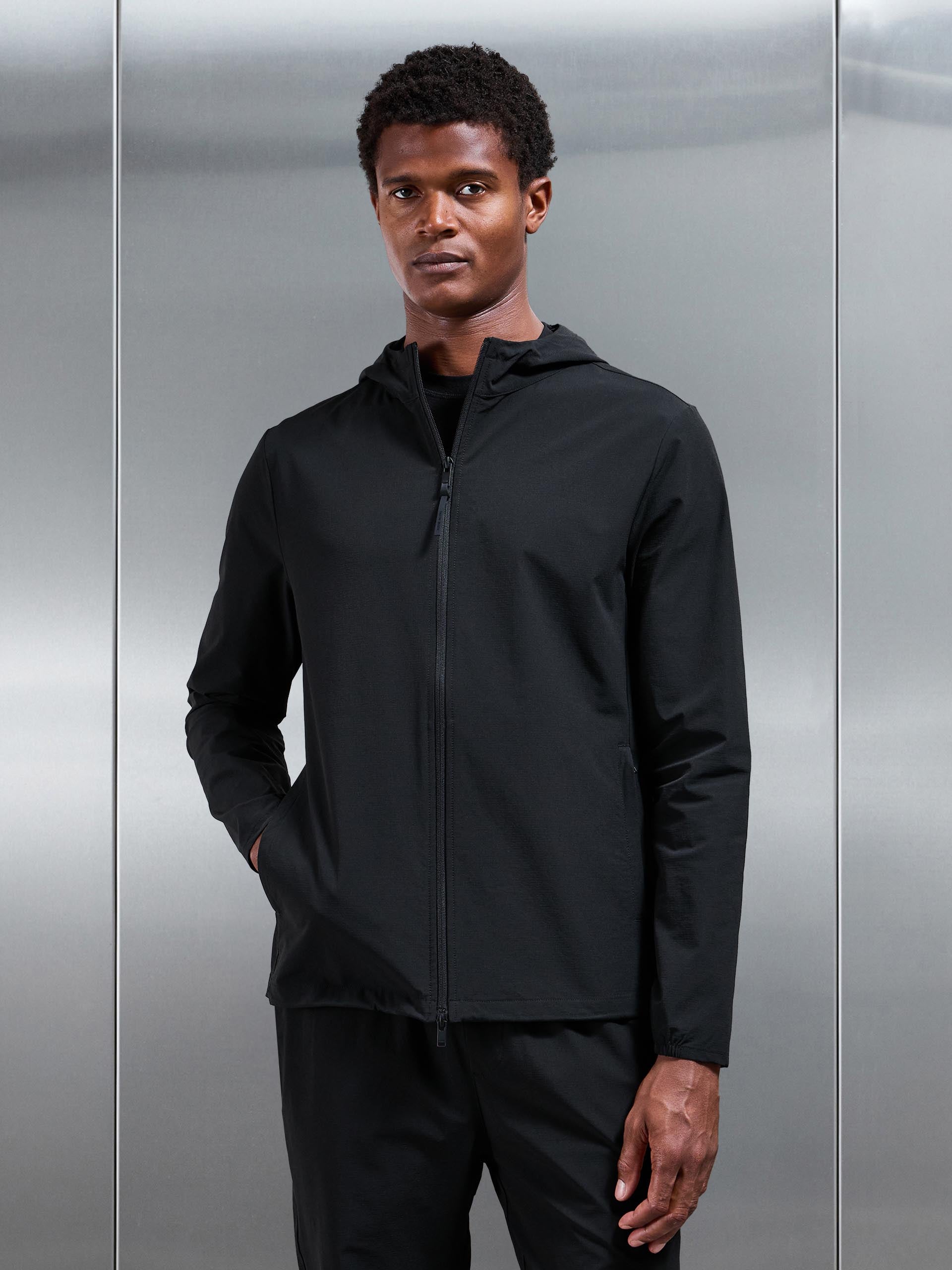 Active Technical Windbreaker in Black