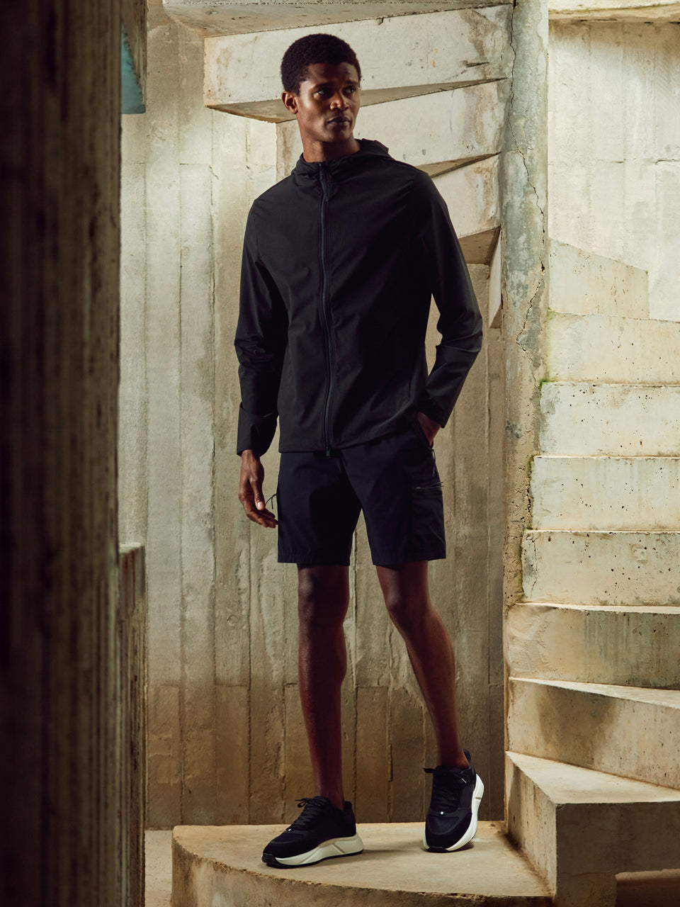 Active Technical Windbreaker in Black