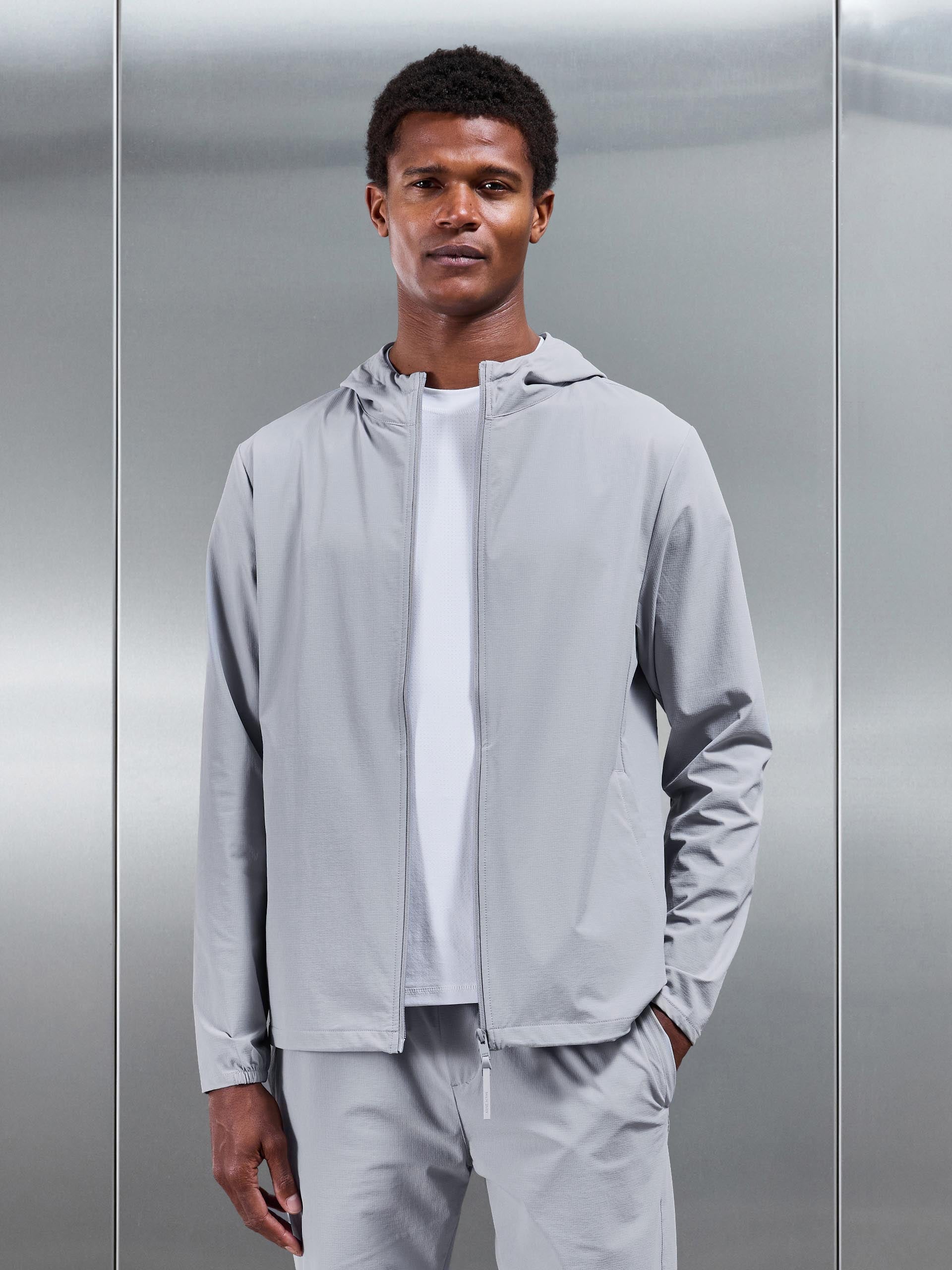 Active Technical Windbreaker in Mid Grey