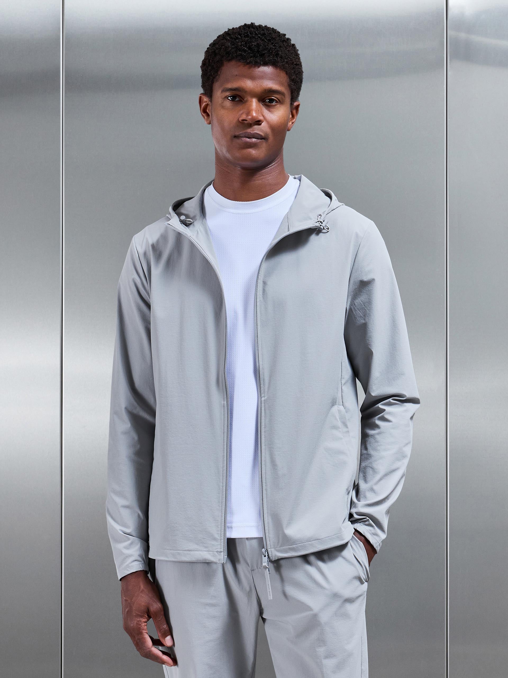 Active Technical Windbreaker in Mid Grey
