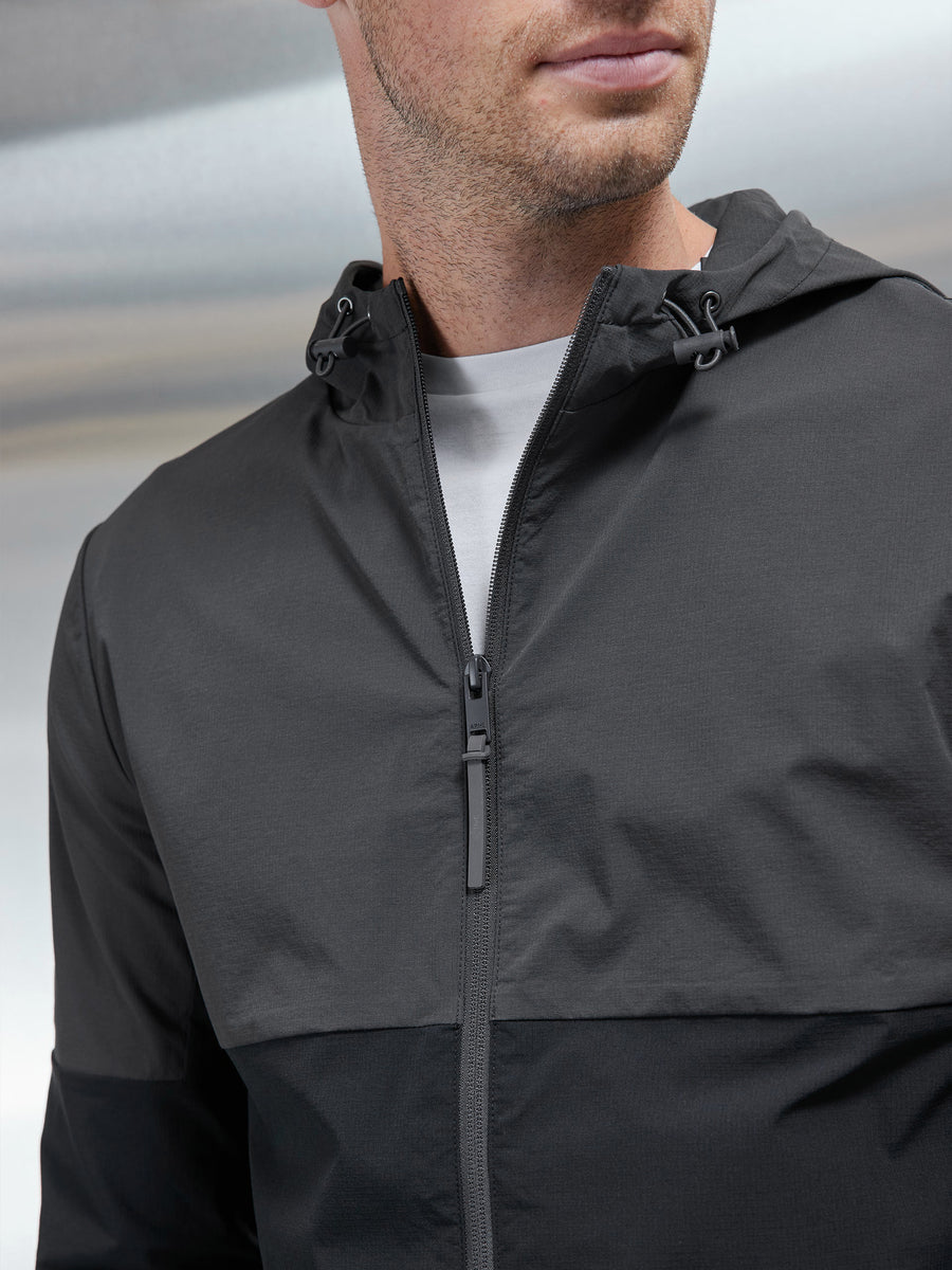 Active Technical Colour Block Windbreaker in Black Grey