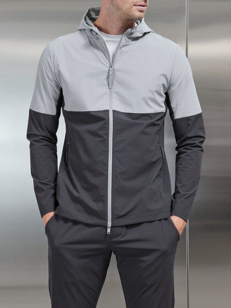 Active Technical Colour Block Windbreaker in Grey Mid Grey