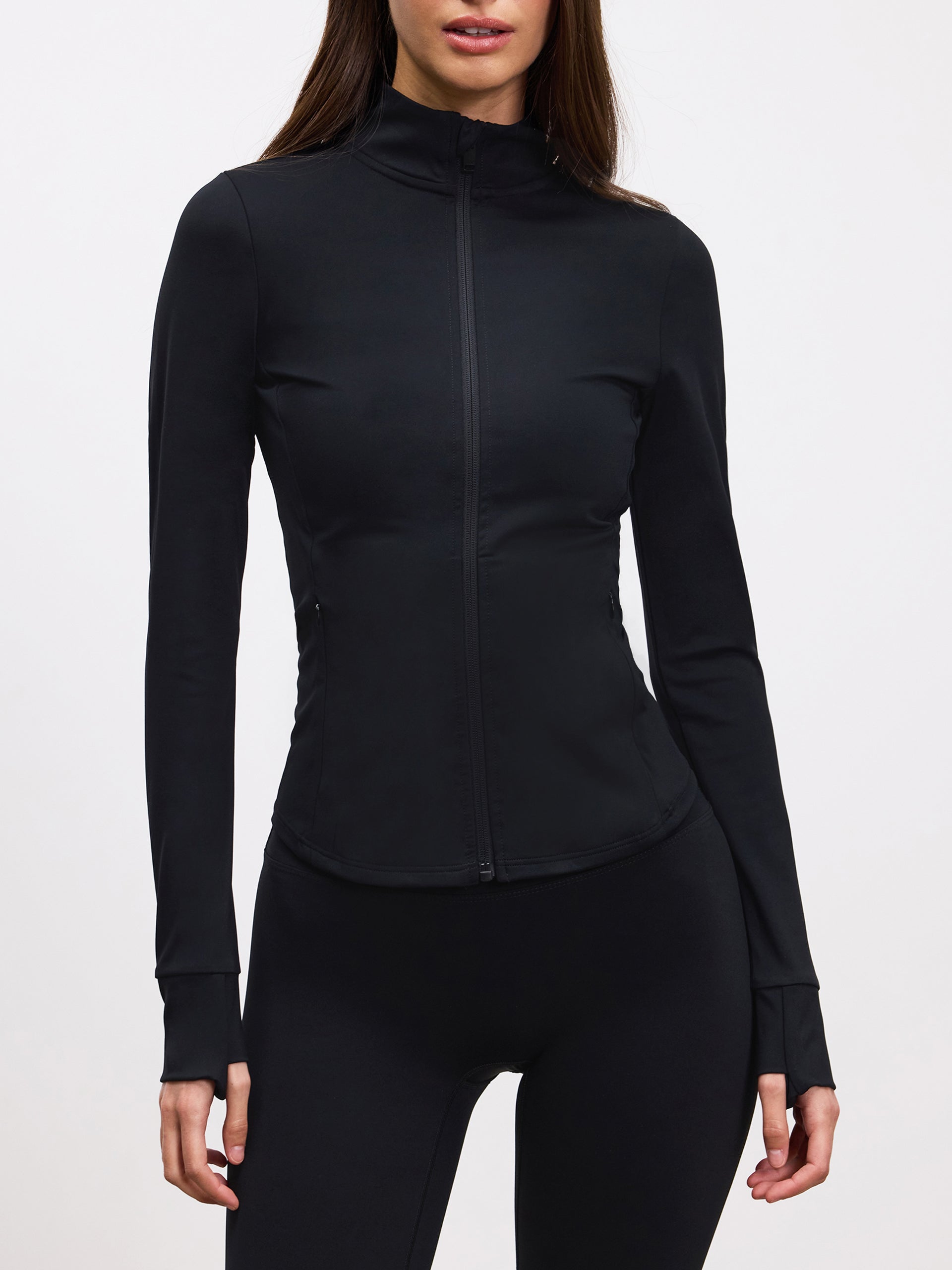 Womens Active Zip Through Jacket in Black