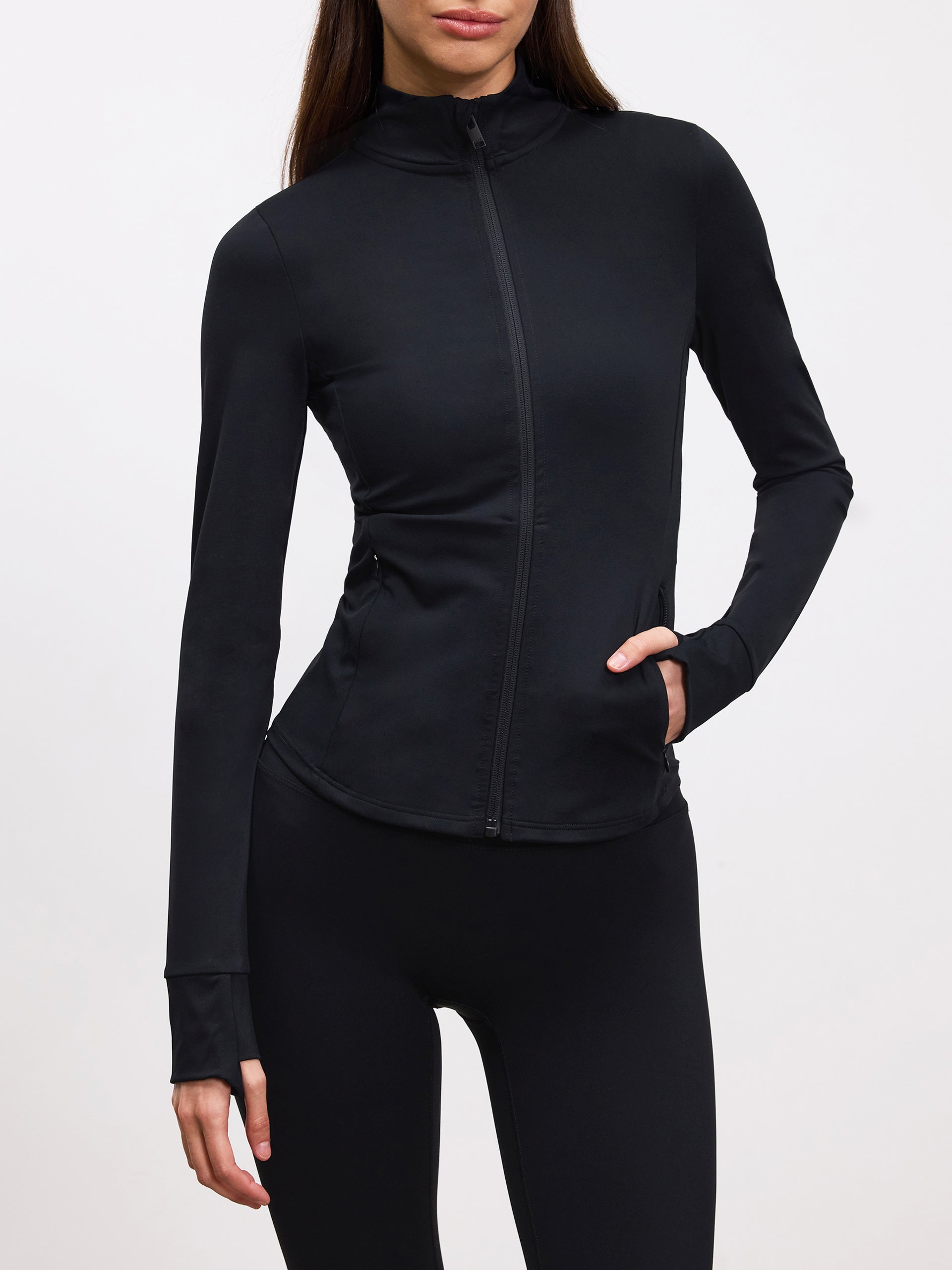 Womens Active Zip Through Jacket in Black