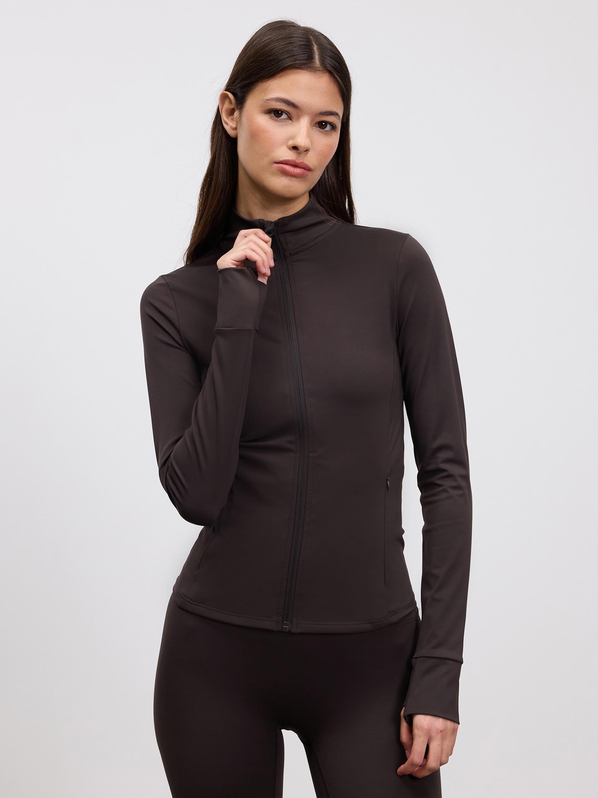 Womens Active Zip Through Jacket in Brown